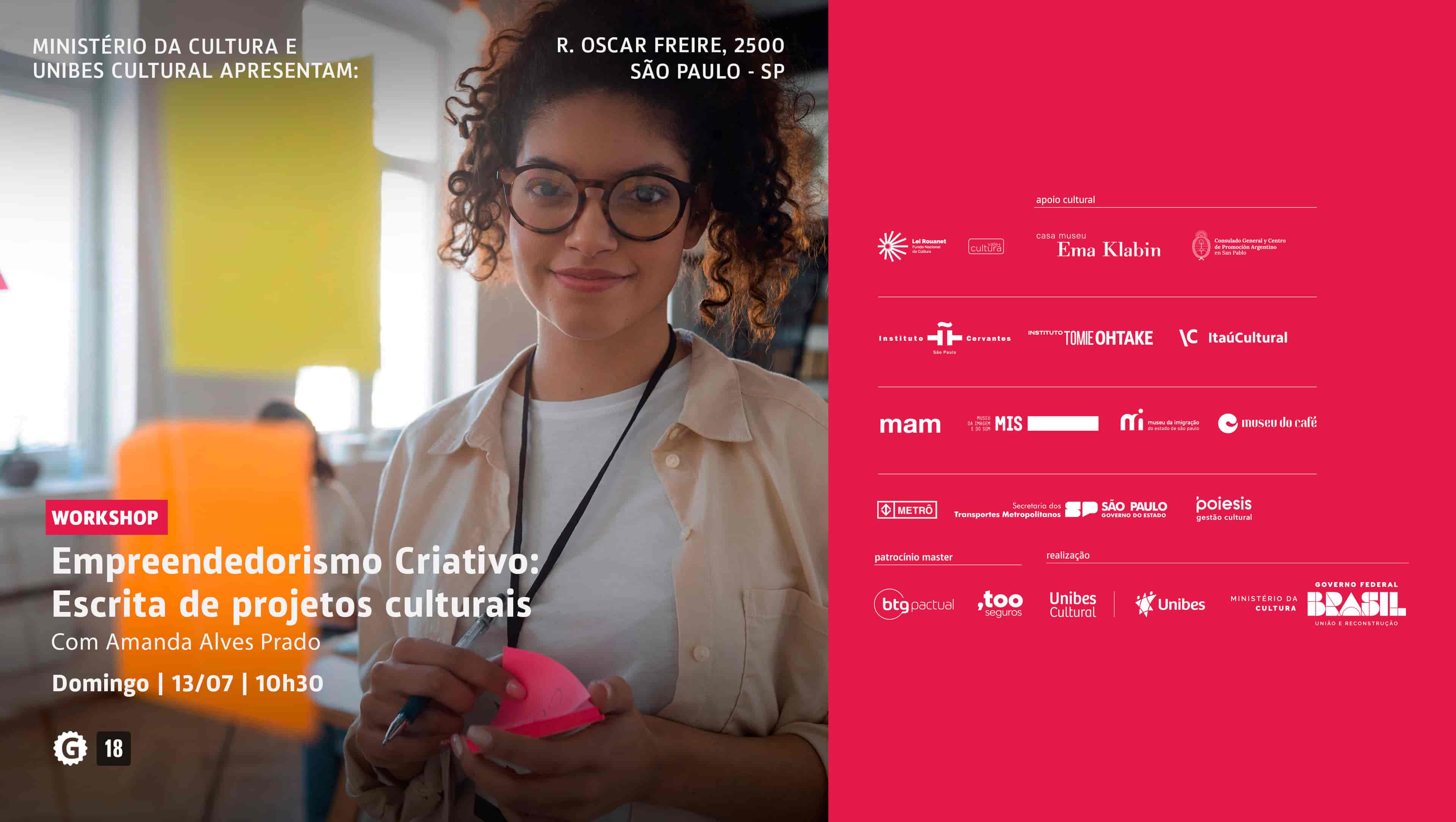 Banner do evento Oficina Empreendedorismo Criativo: escrita de projetos culturais