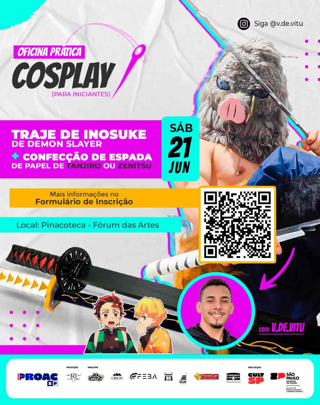 Imagem do evento Oficina prática para iniciantes: CONFECÇÃO DE INOSUKE DO ANIME DEMON SLAYER  + ESPADA DE PAPEL ⚔️