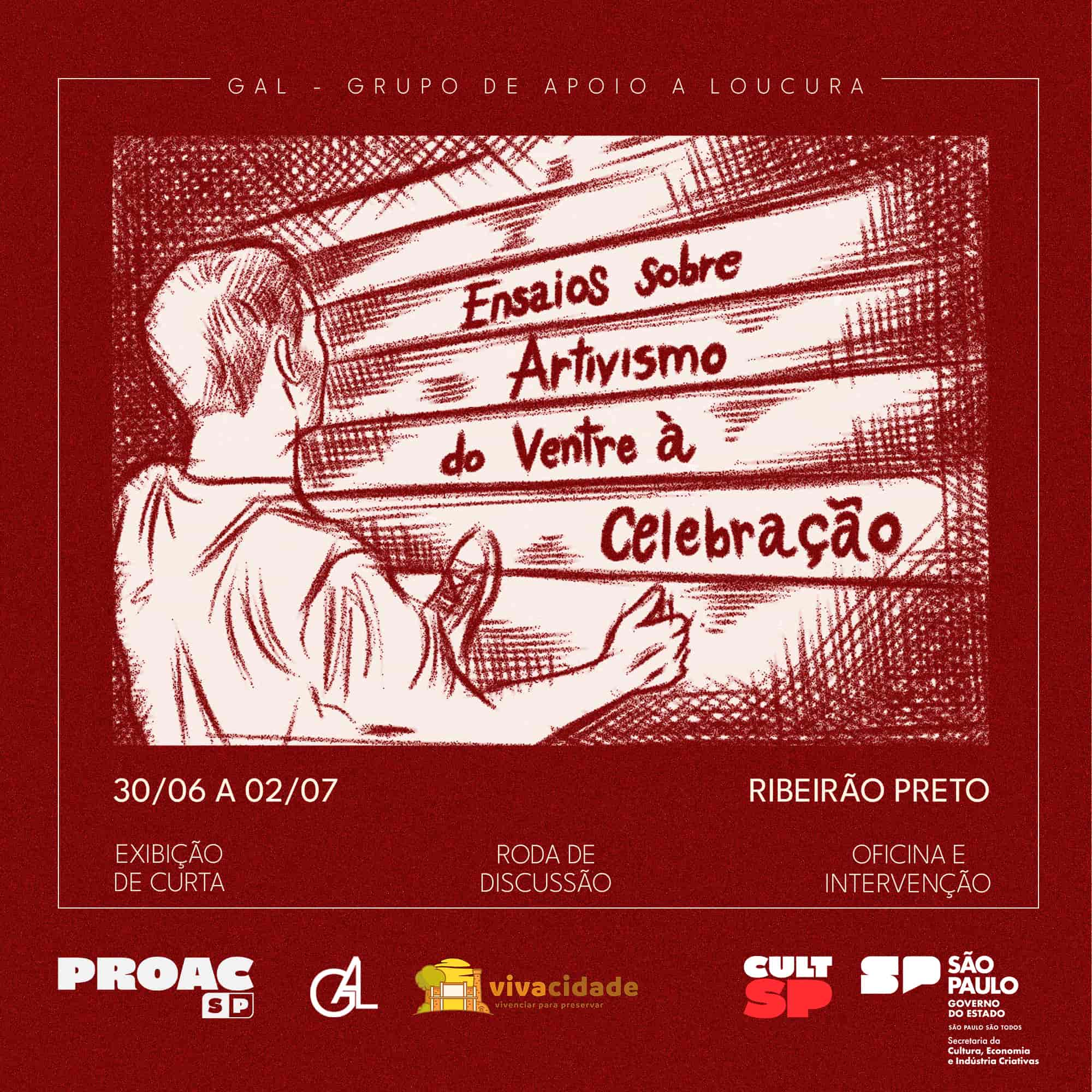 Banner do evento Ensaios Sobre Artivismo: do Ventre à Celebração, em Ribeirão Preto