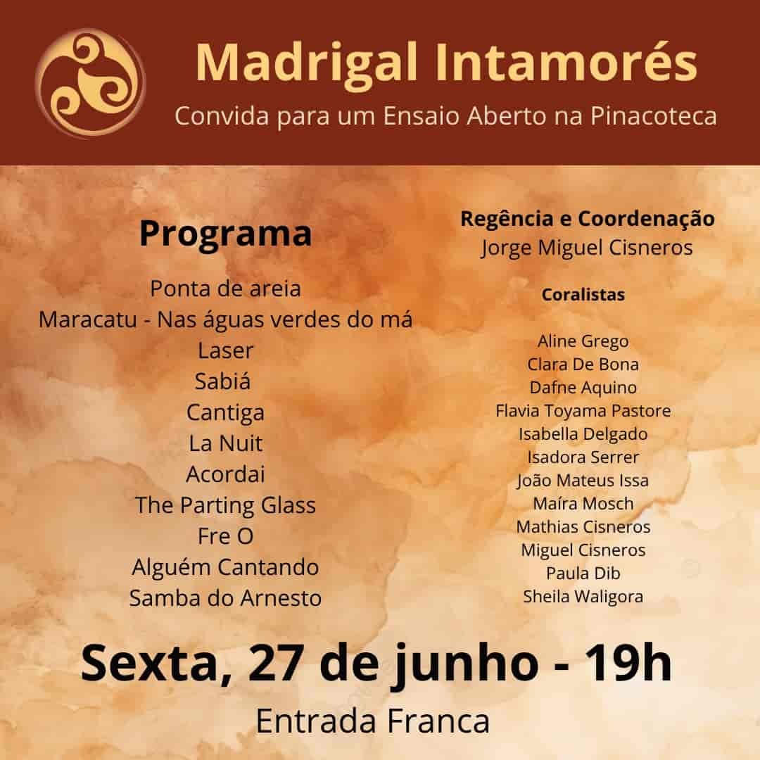 Banner do evento Ensaio Aberto do Madrigal Intamorés