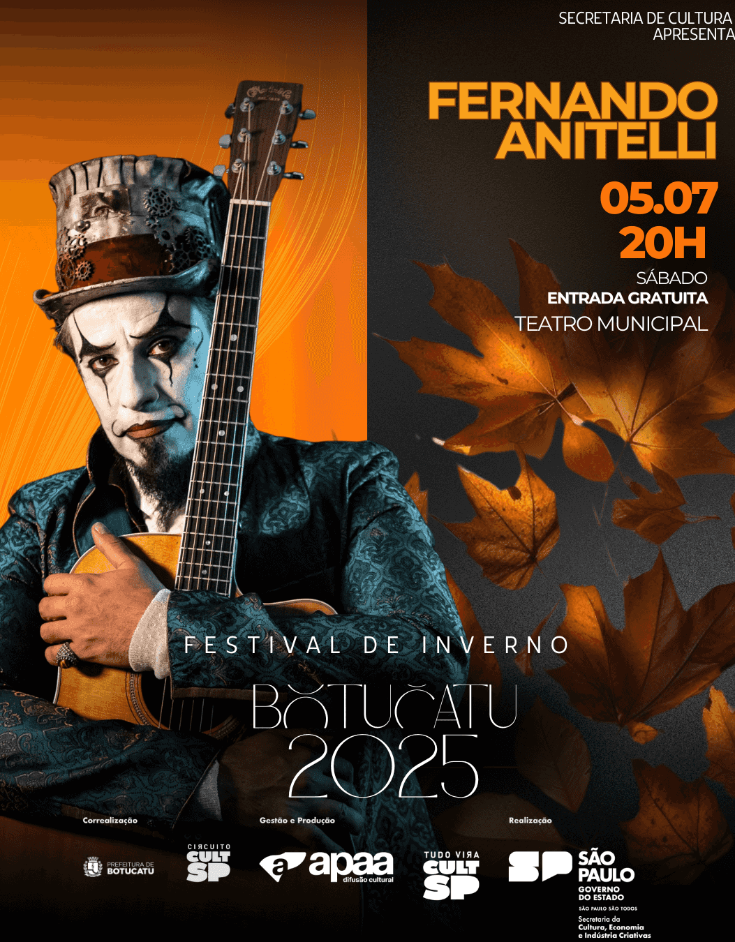 Banner do evento FERNANDO ANITELLI - O TEATRO MÁGICO: VOZ & VIOLÃO