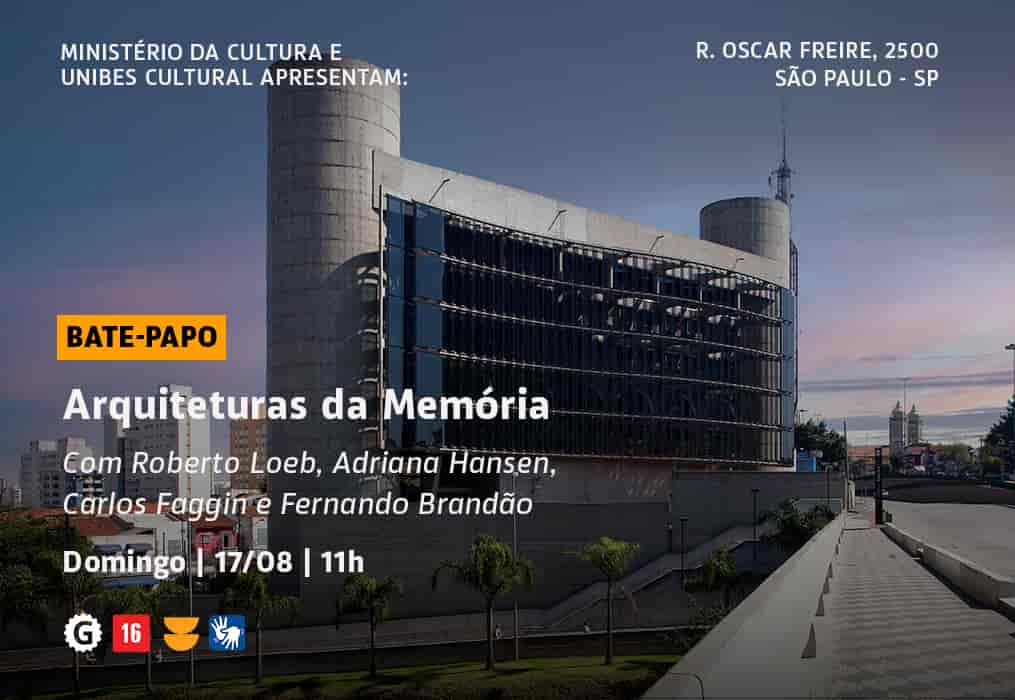 Banner do evento Bate papo: Arquiteturas da Memória com Roberto Loeb
