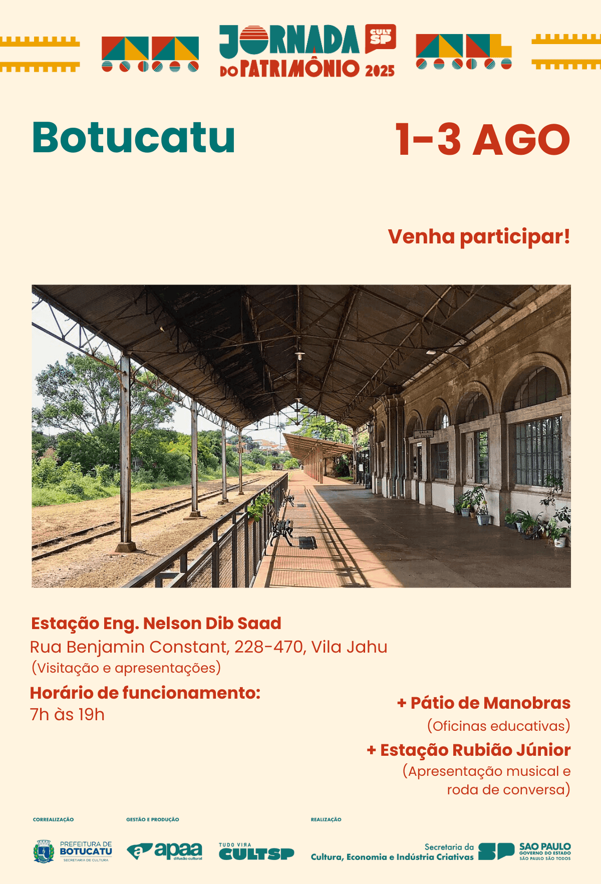 Imagem do evento Jornada do Patrimônio 2025 – Botucatu celebra a memória ferroviária com programação gratuita