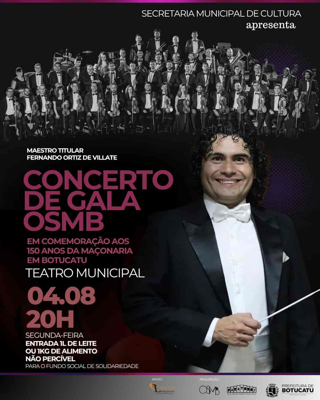 Imagem do evento Concerto de Gala – 150 Anos da Maçonaria em Botucatu com a Orquestra Sinfônica Municipal de Botucatu