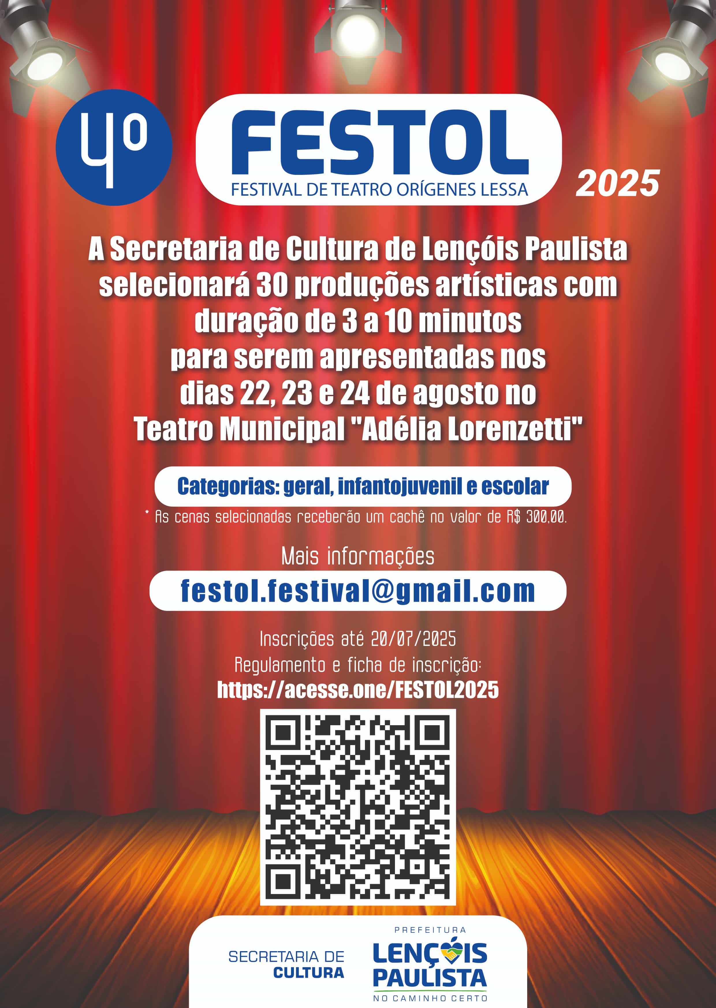 Banner do evento FESTOL - Festival de Teatro Orígenes Lessa