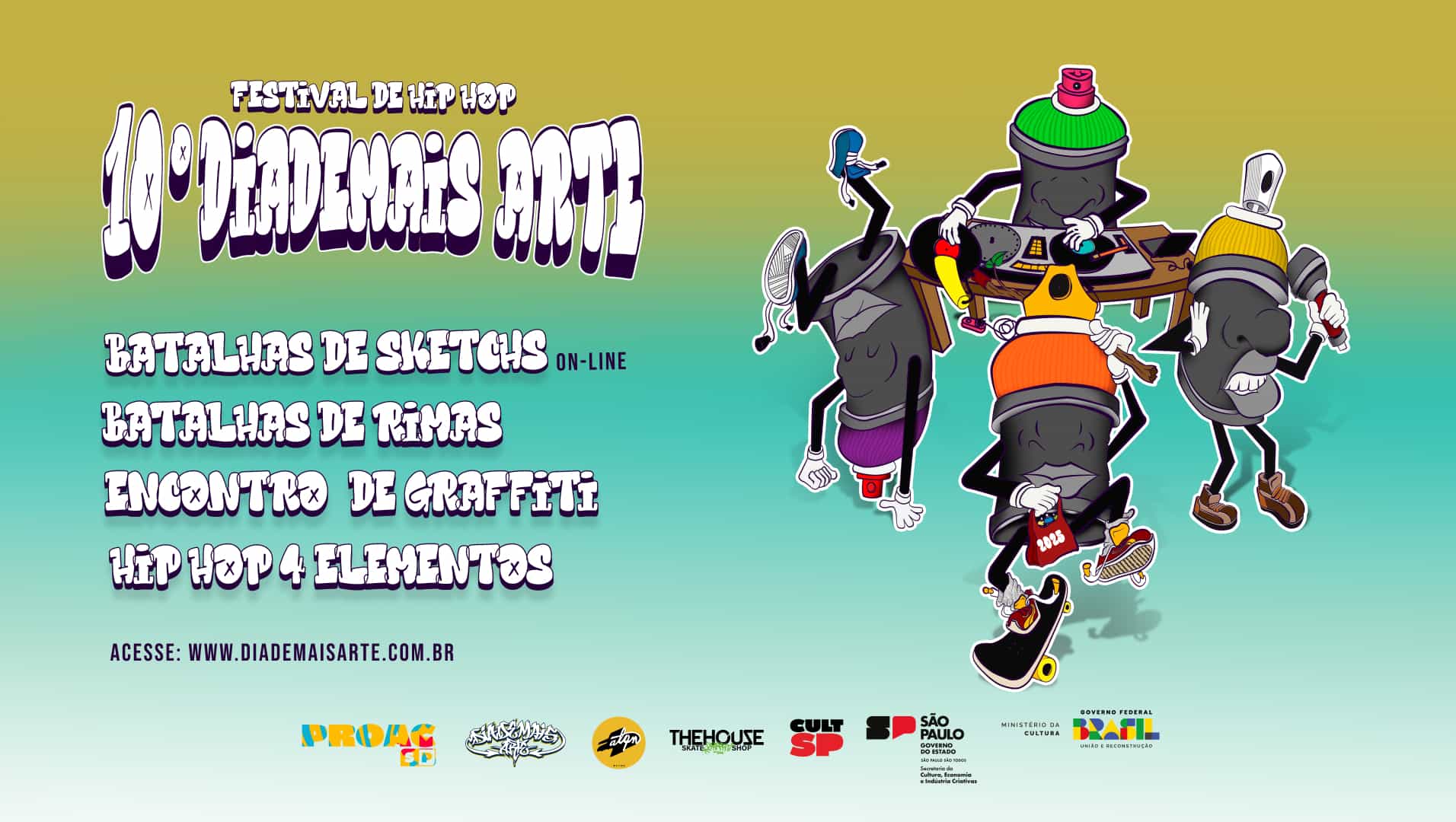 Banner do evento 10° Diademais Arte - Festival de Hip Hop