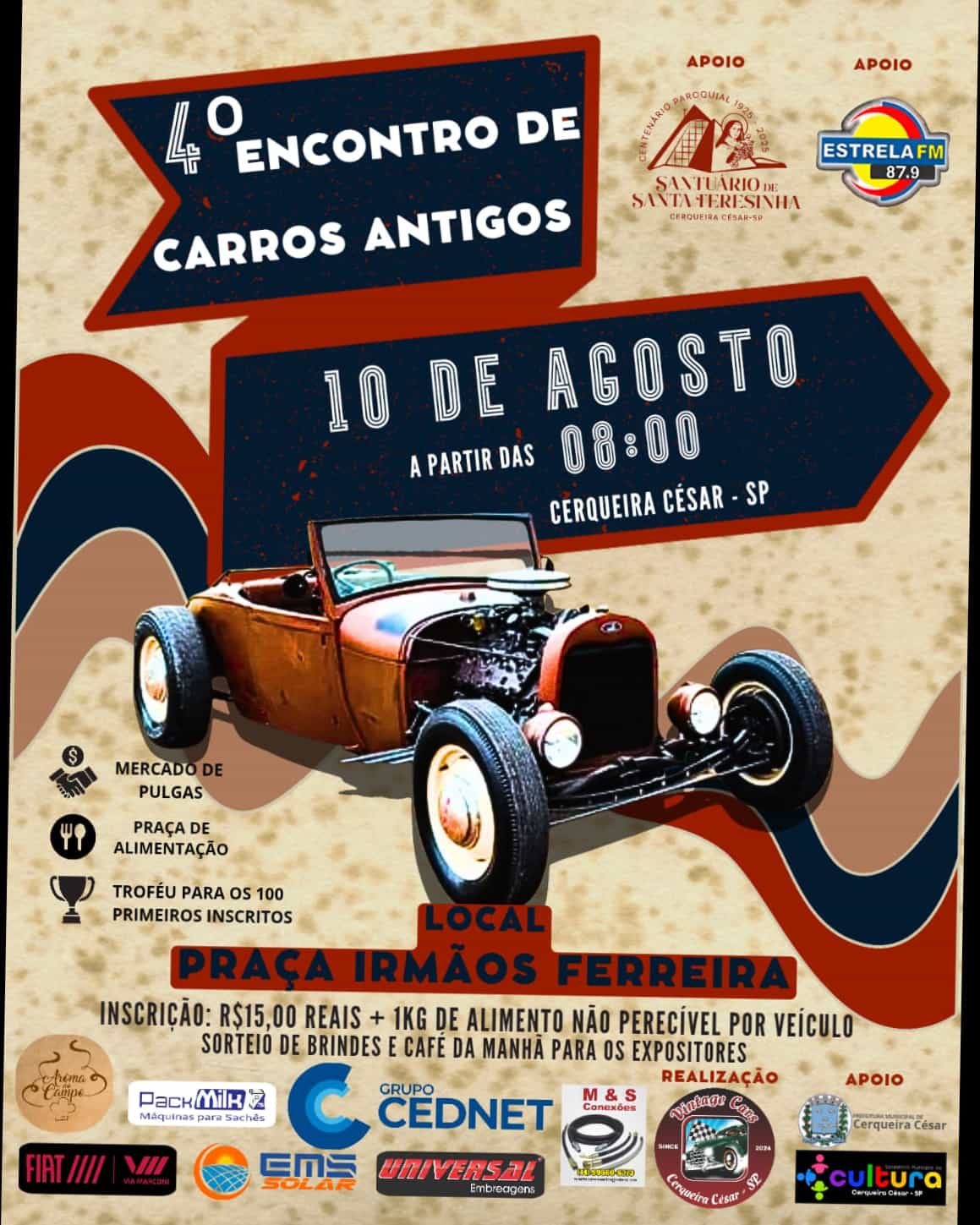 Banner do evento 4º Encontro de Carros Antigos de Cerqueira César