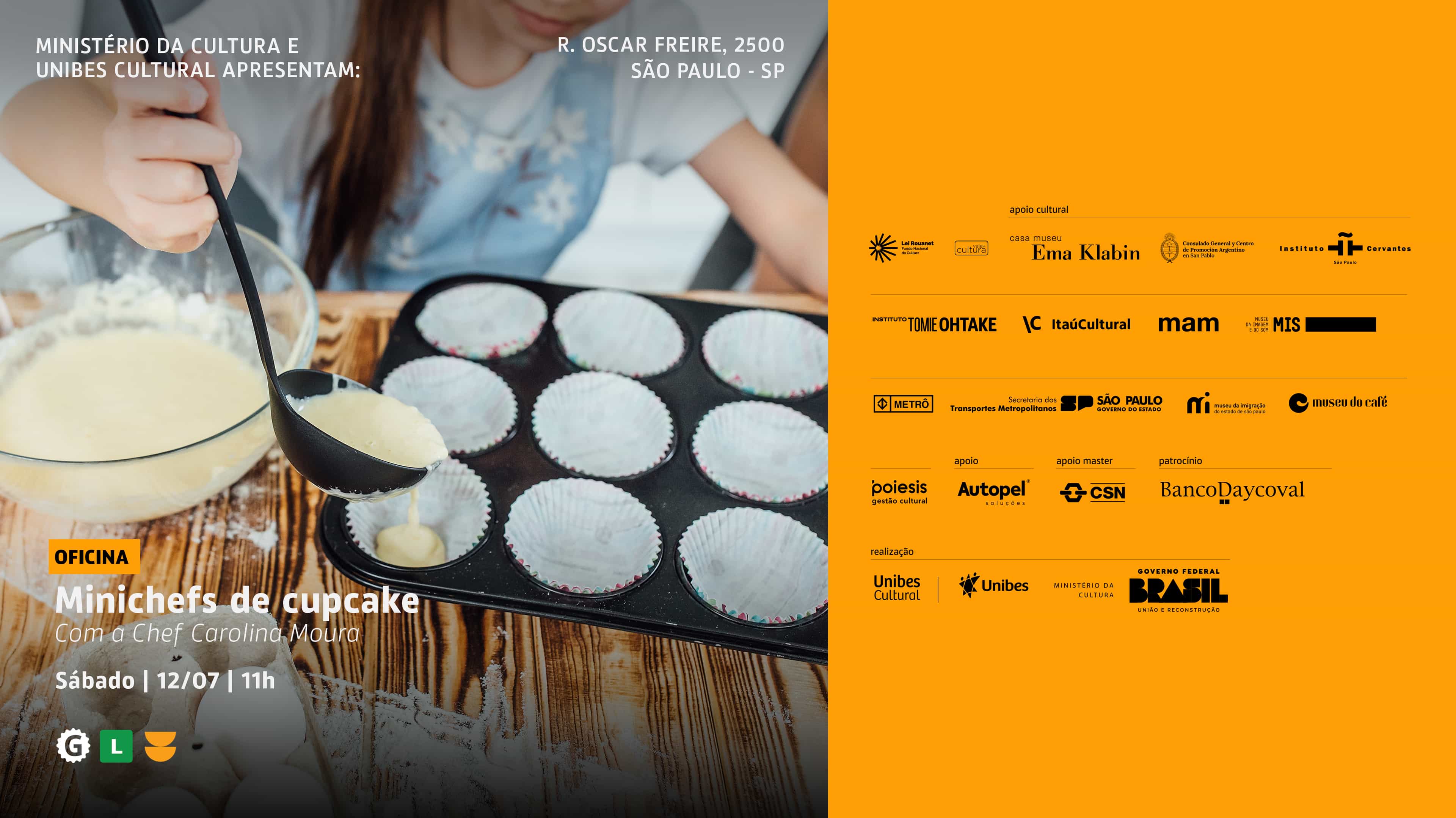 Banner do evento Oficina: Mini Chefes de Cupcake