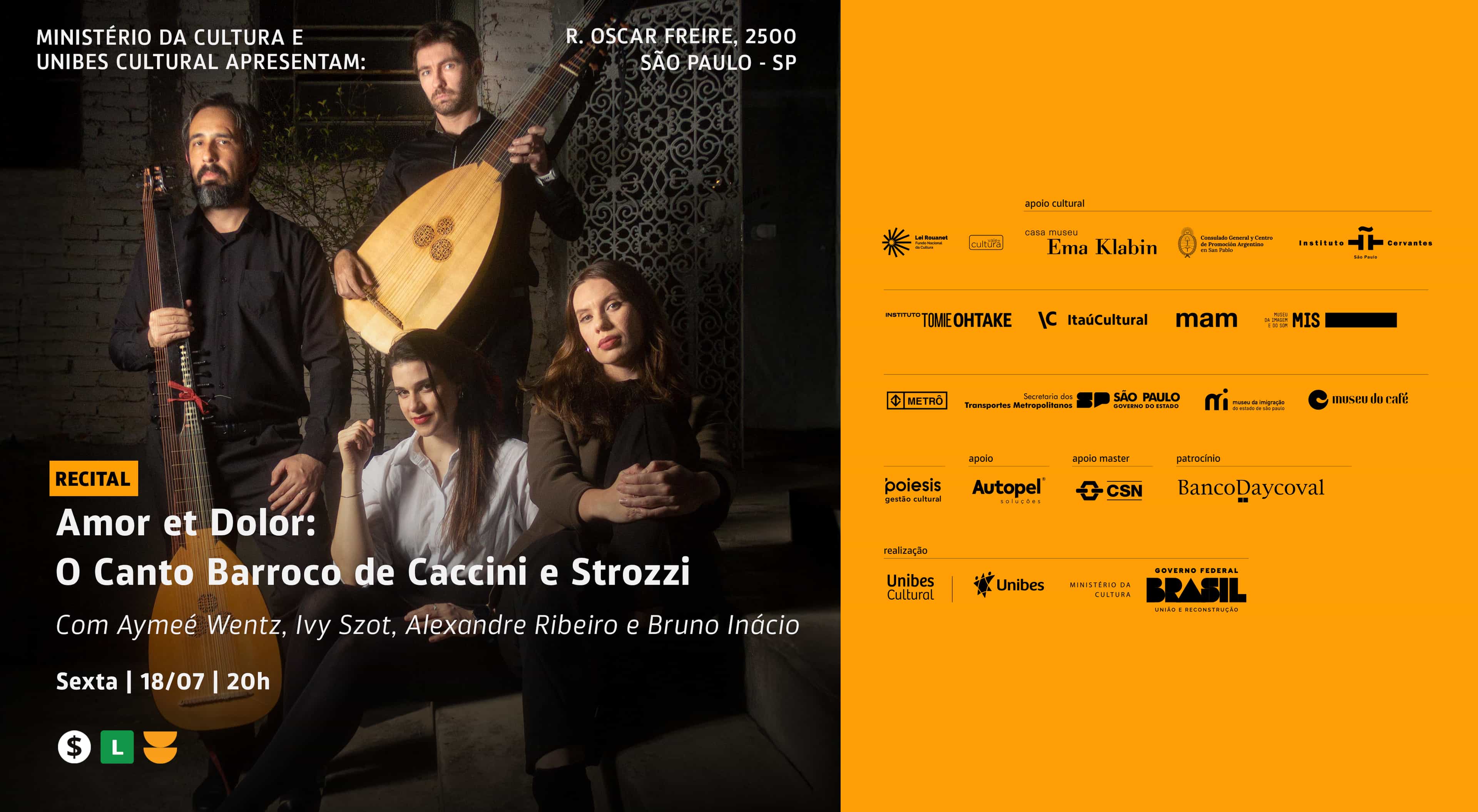 Banner do evento Recital Amor et Dolor: O Canto Barroco de Caccini e Strozzi