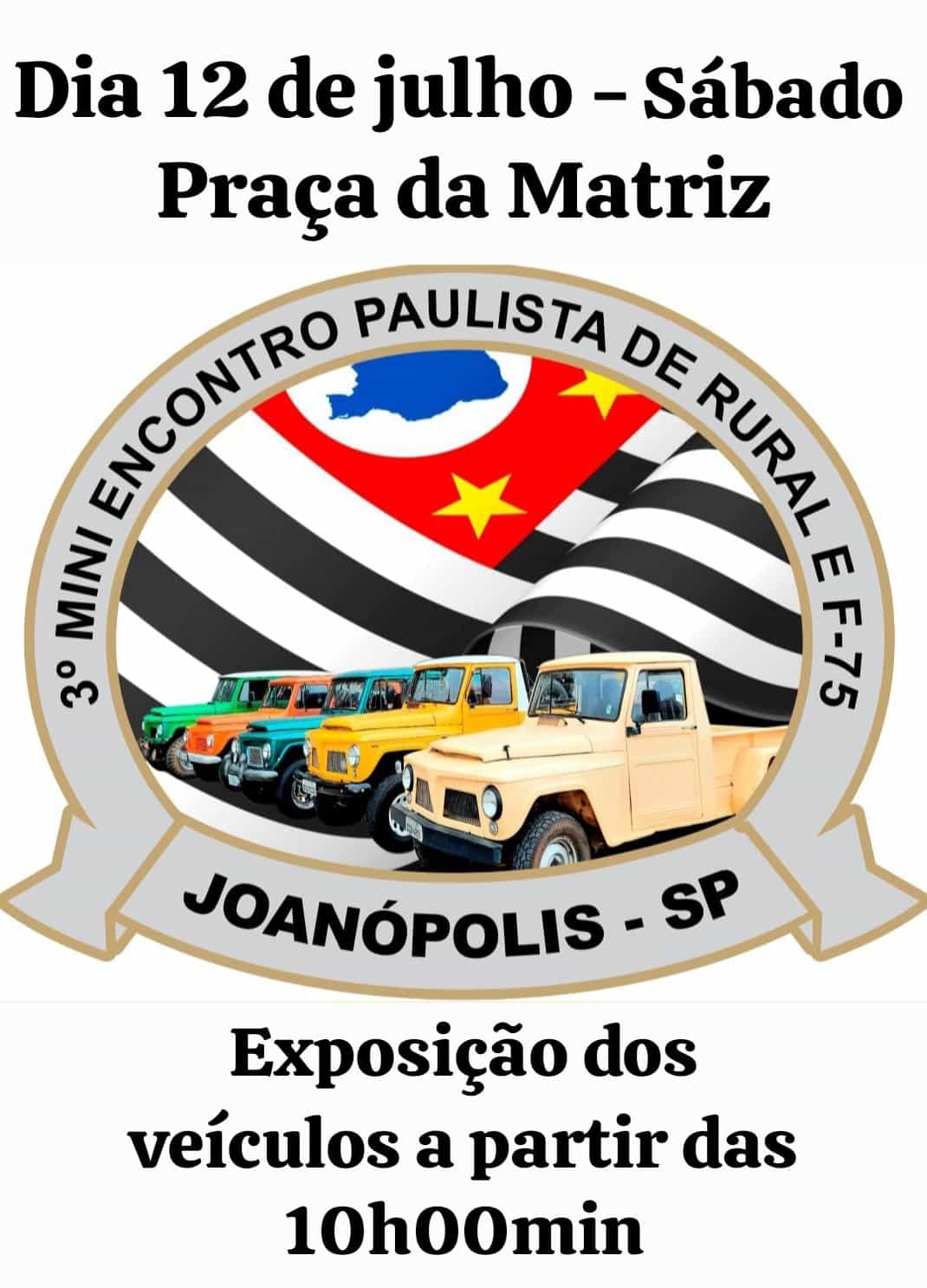 Banner do evento 3º Mini Encontros Paulista de Rural e F-75 mesmo