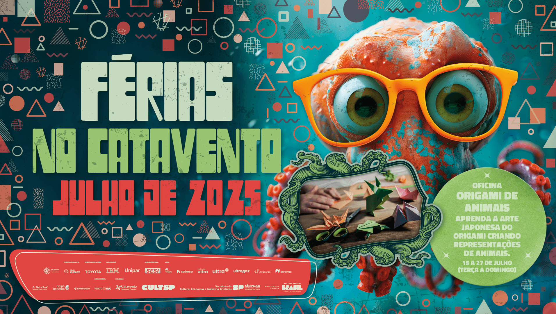 Banner do evento Oficina Origami de Animais