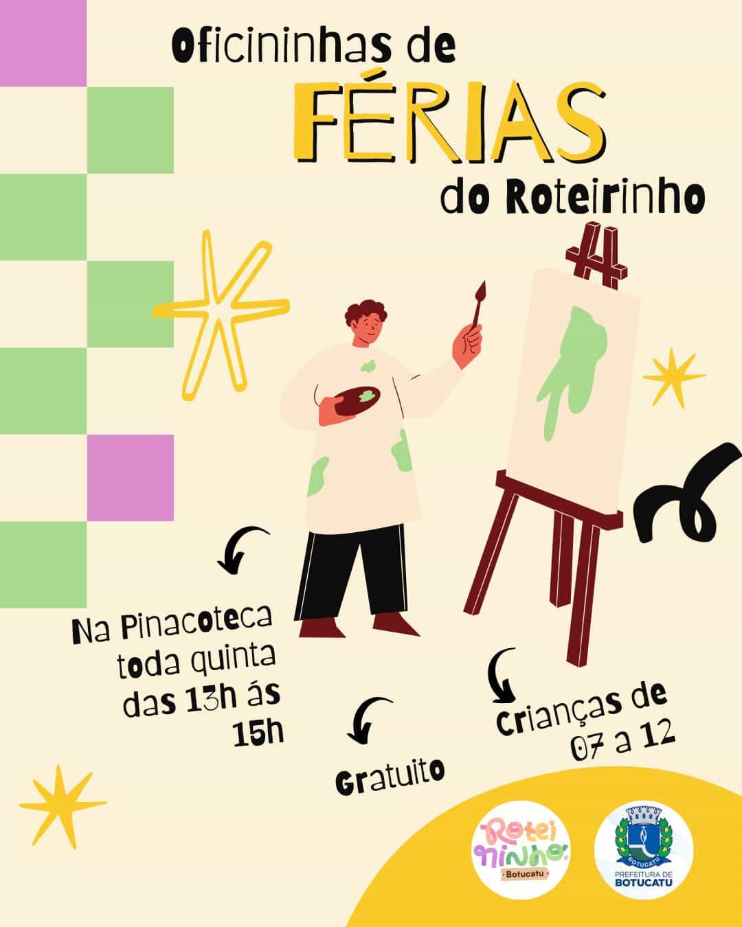 Banner do evento OFICININHAS DE FÉRIAS do Roteirinho