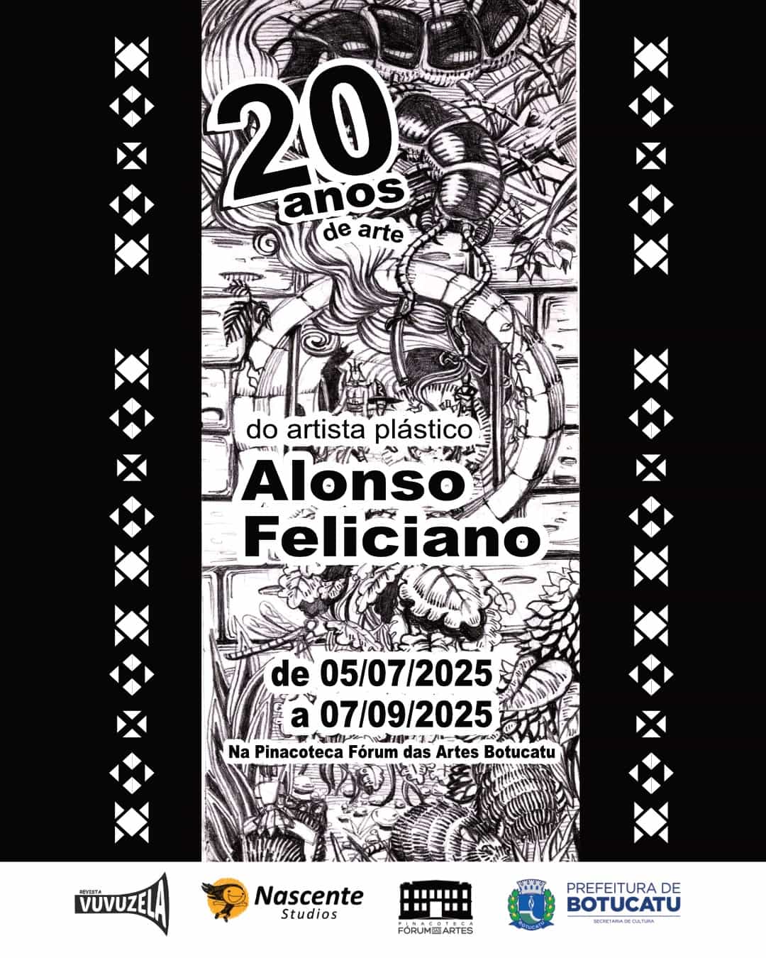 Banner do evento Exposição "20 anos de arte" - do artista plástico Alonso Feliciano