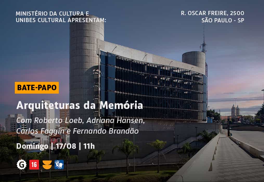 Banner do evento Bate papo: Arquiteturas da Memória com Roberto Loeb