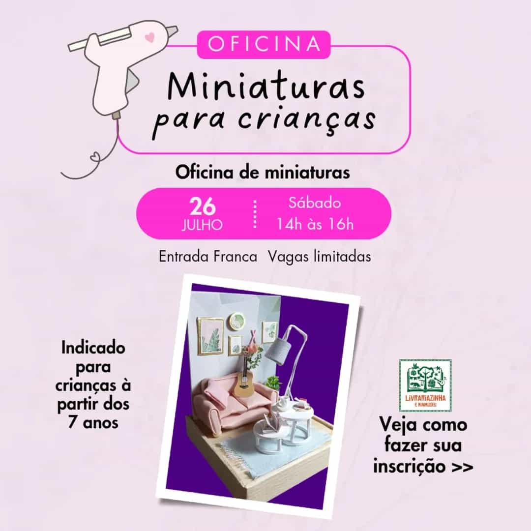 Banner do evento OFICINA DE MINIATURAS PARA CRIANÇAS