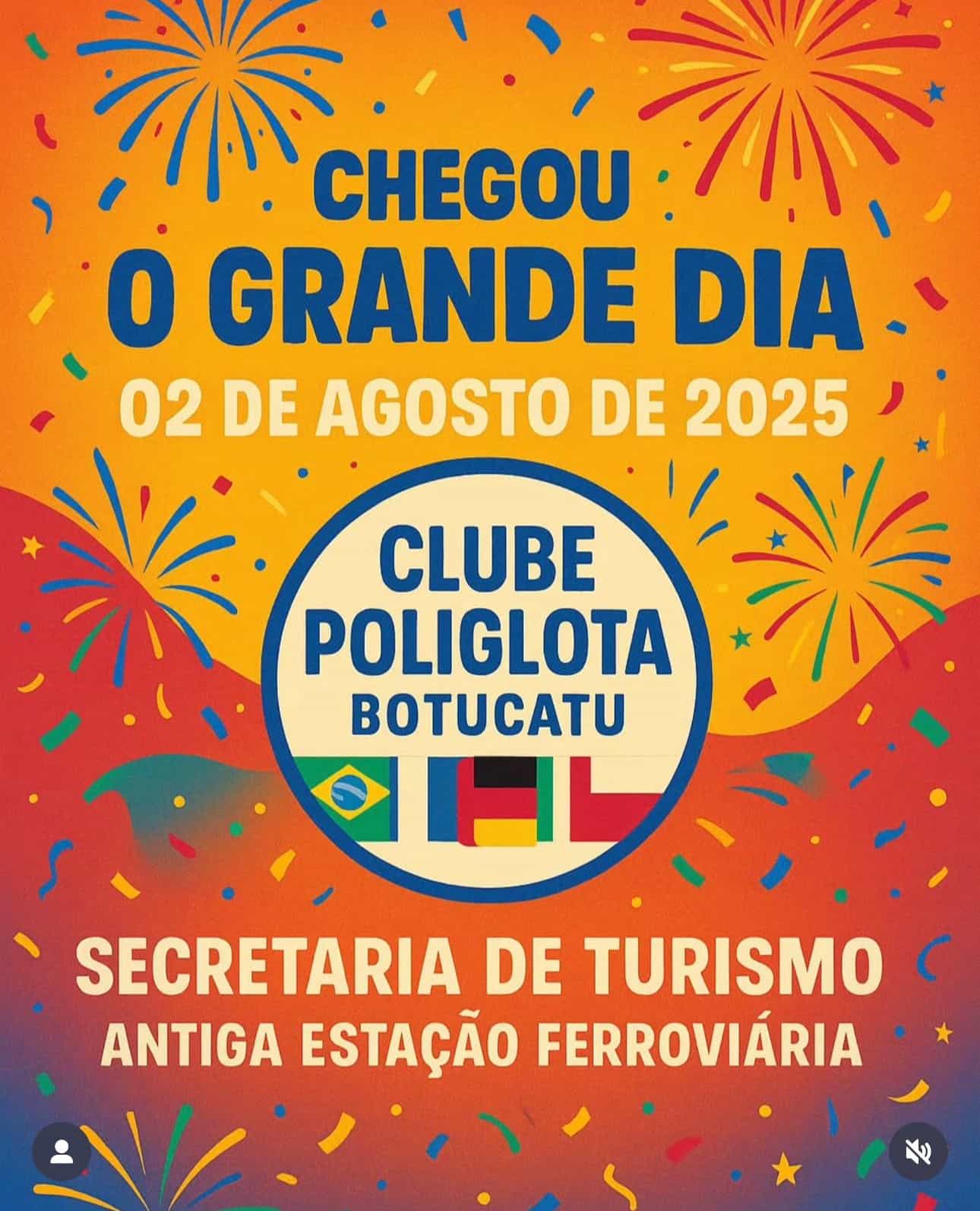 Banner do evento 1º Encontro Poliglota de Botucatu