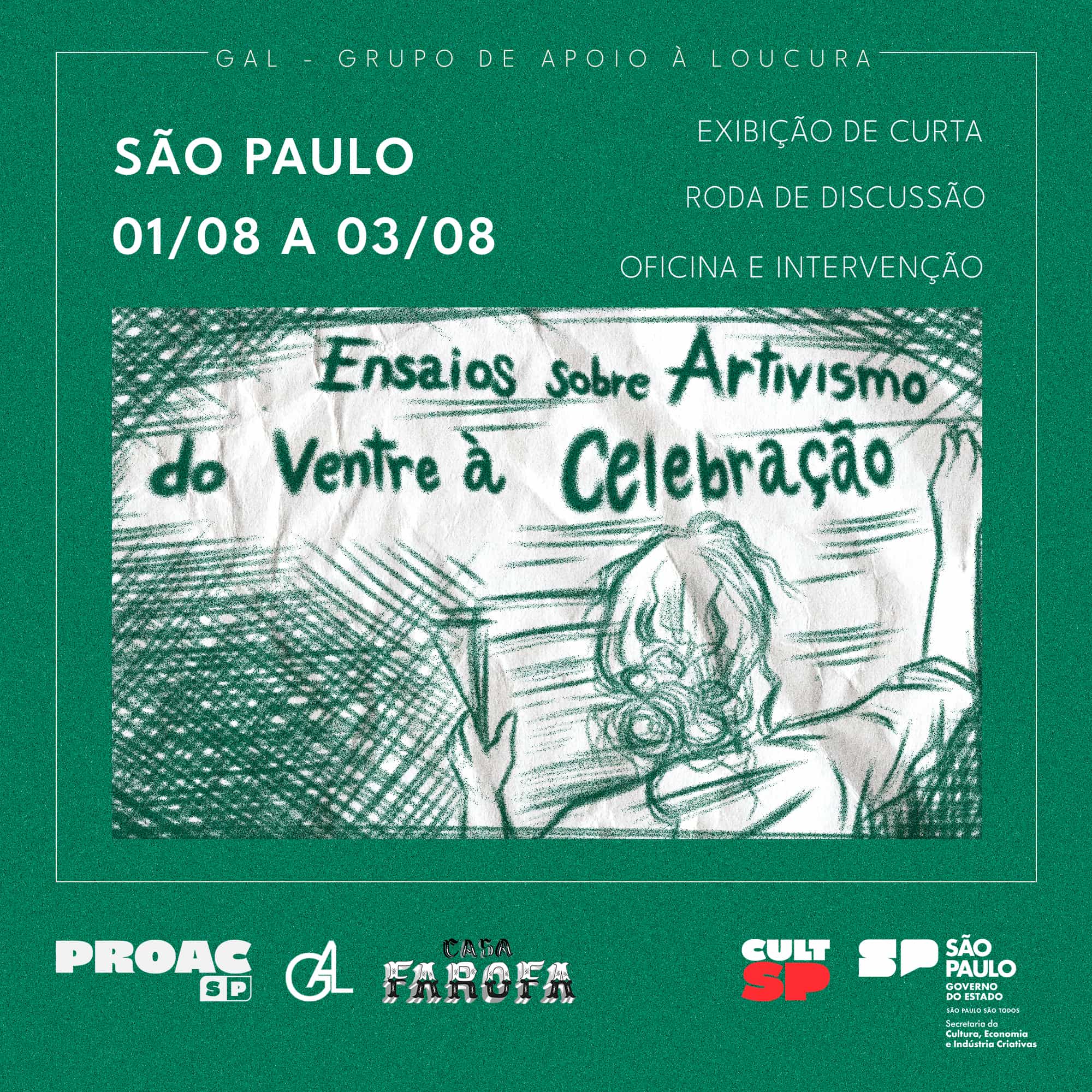 Banner do evento Ensaios Sobre Artivismo: do Ventre à Celebração, em São Paulo