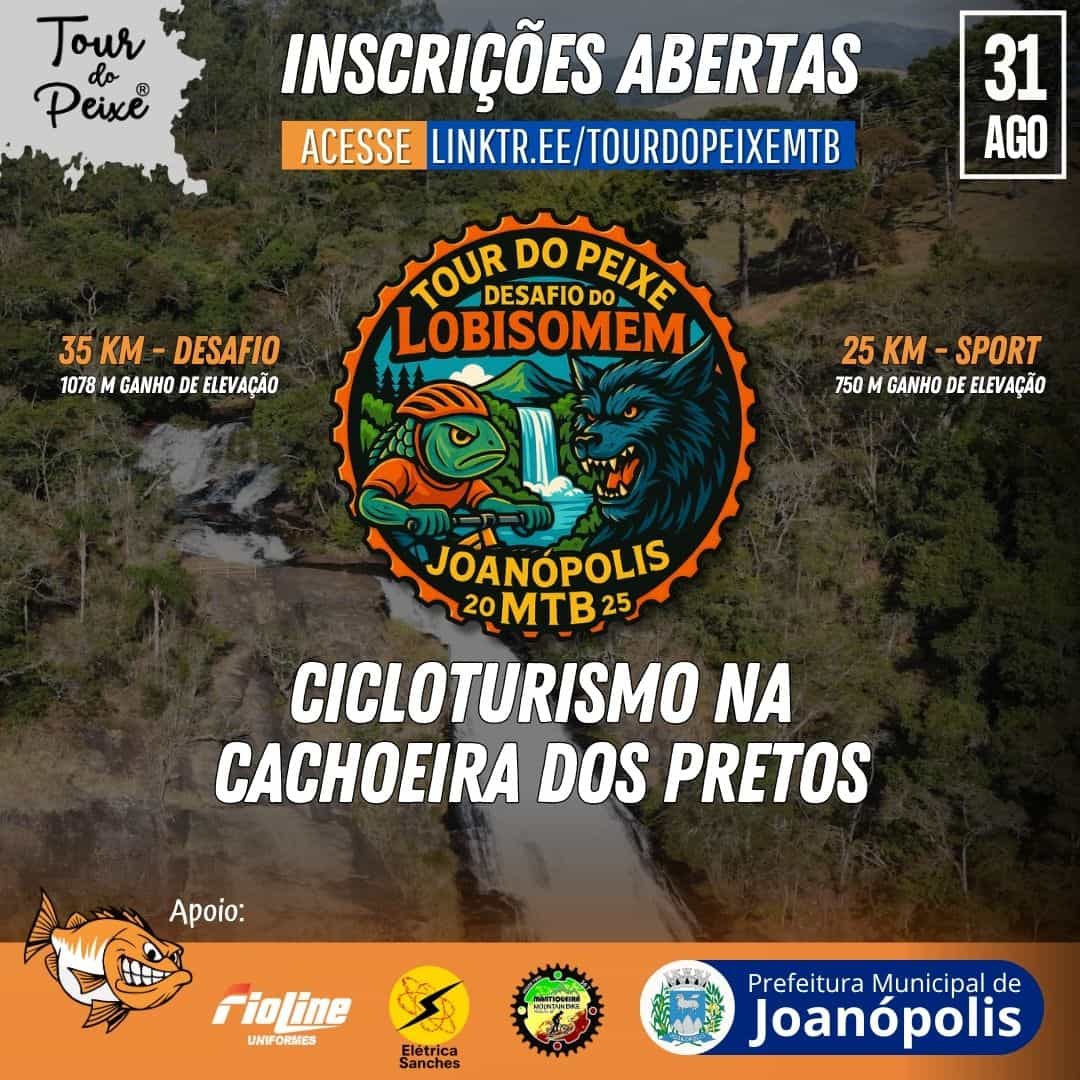 Banner do evento 🐺 24º Tour do Peixe MTB – Desafio do Lobisomem