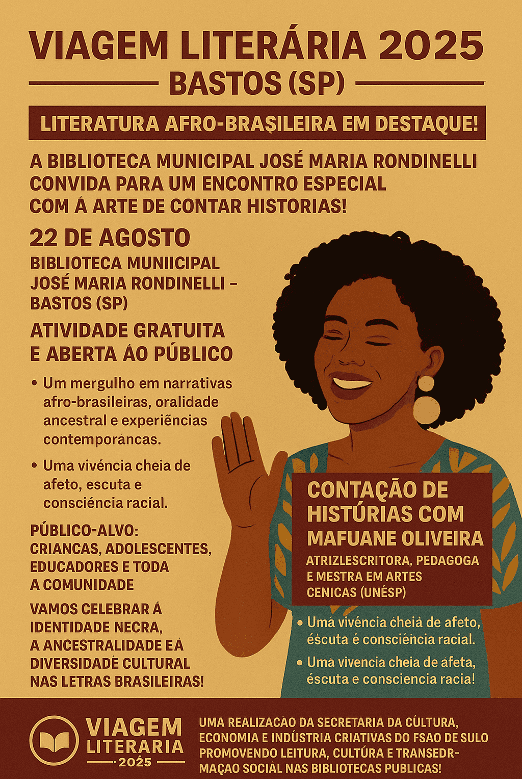Banner do evento Viagem Literária 2025 - Módulo Contação de História