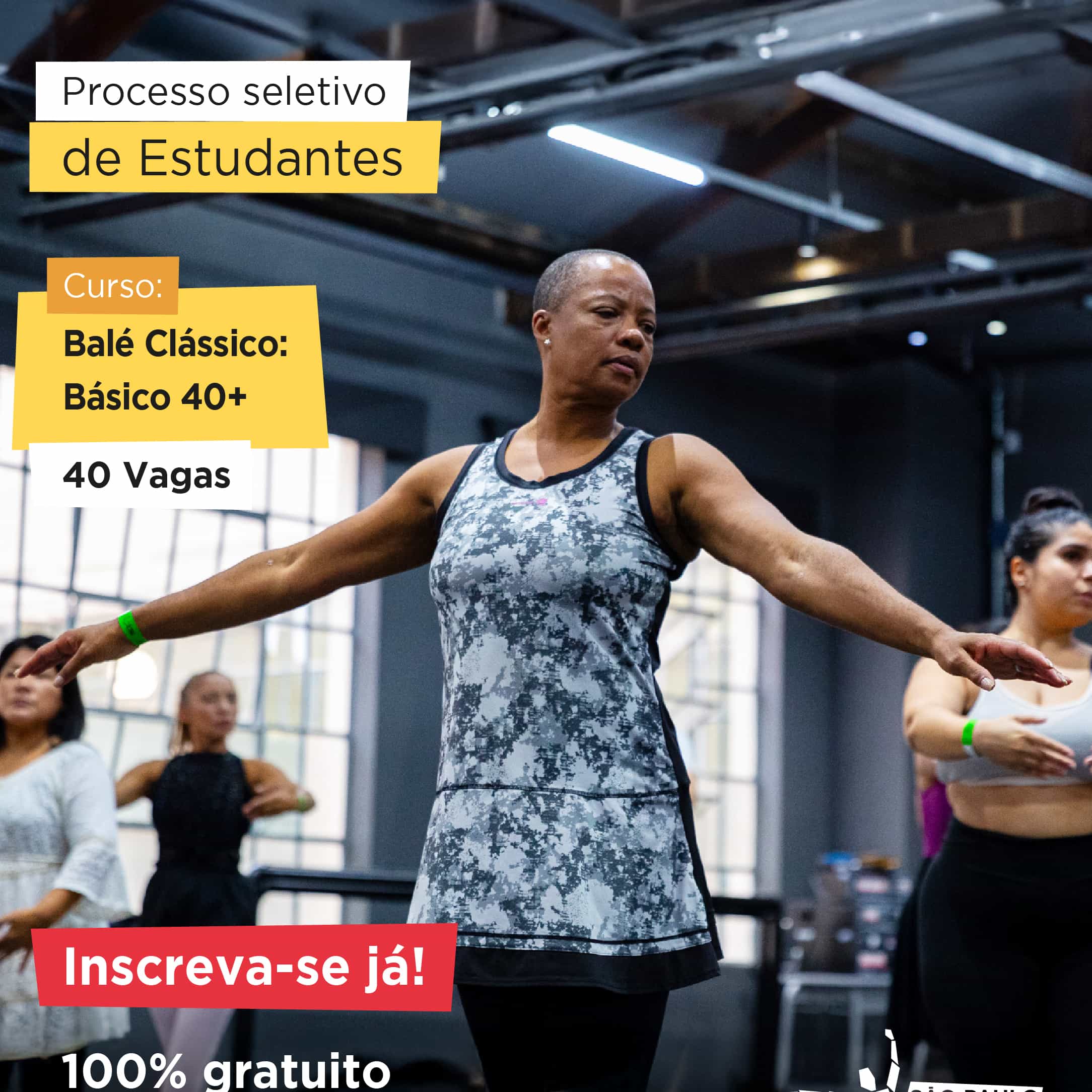 Banner do evento Edital do Curso de Extensão Cultural "Balé Clássico: Básico 40+"