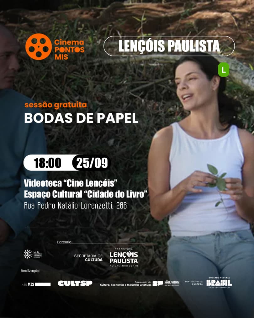 Banner do evento Cinema Pontos MIS: Bodas de papel