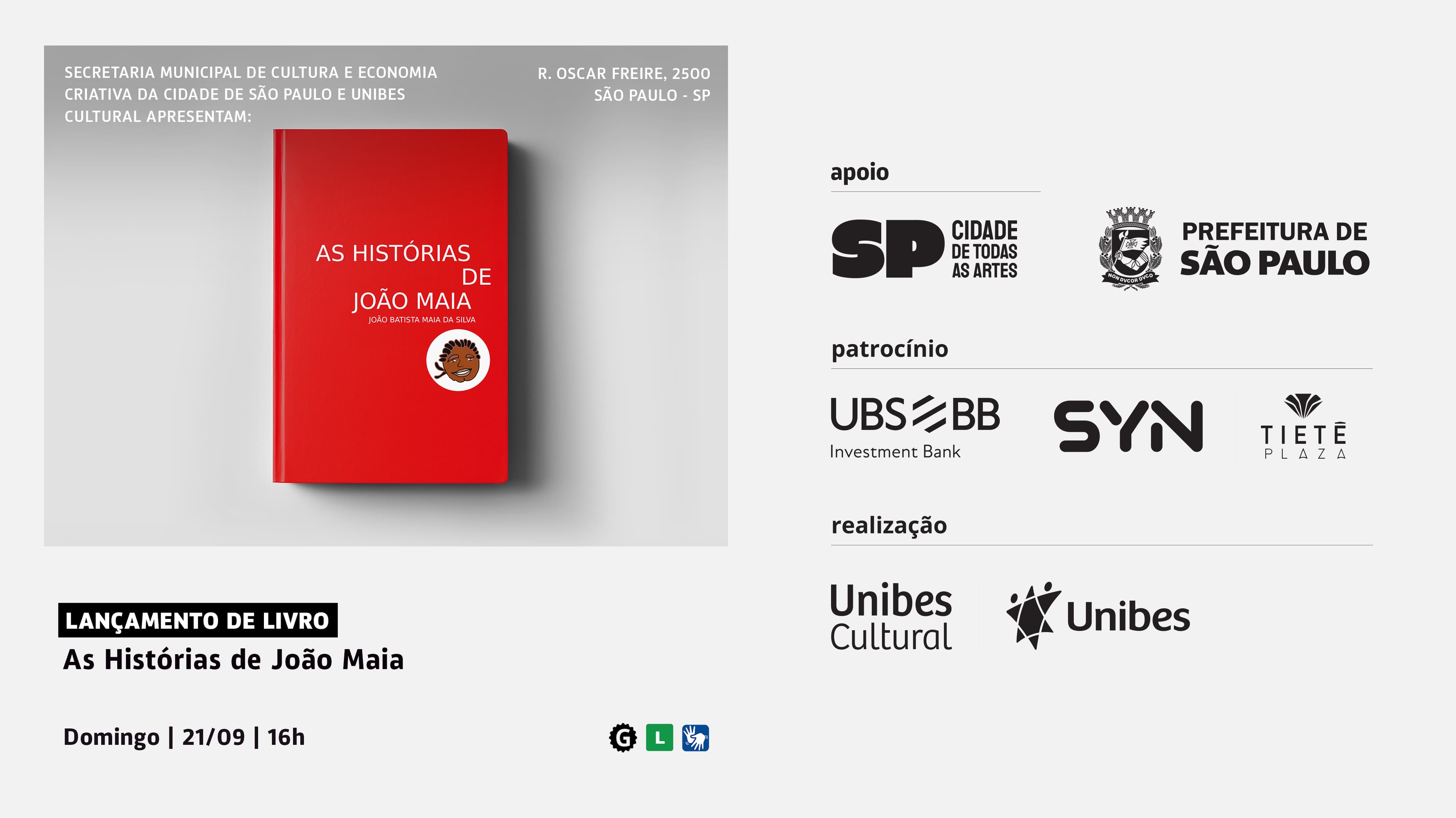 Banner do evento Lançamento do livro As Histórias de João Maia