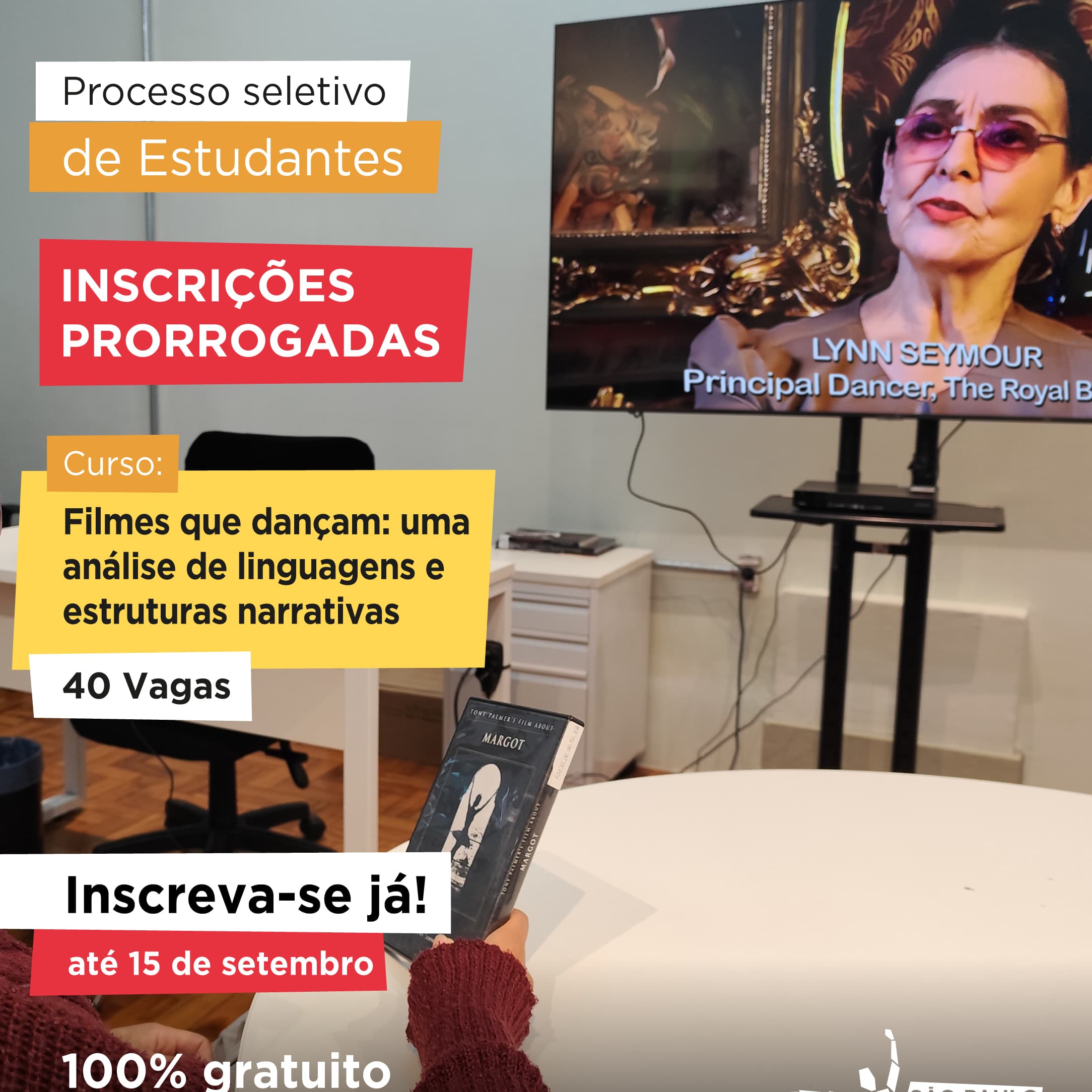 Banner do evento Curso de Extensão Cultural "Filmes que Dançam: Uma Análise de Linguagens e Estruturas Narrativas"