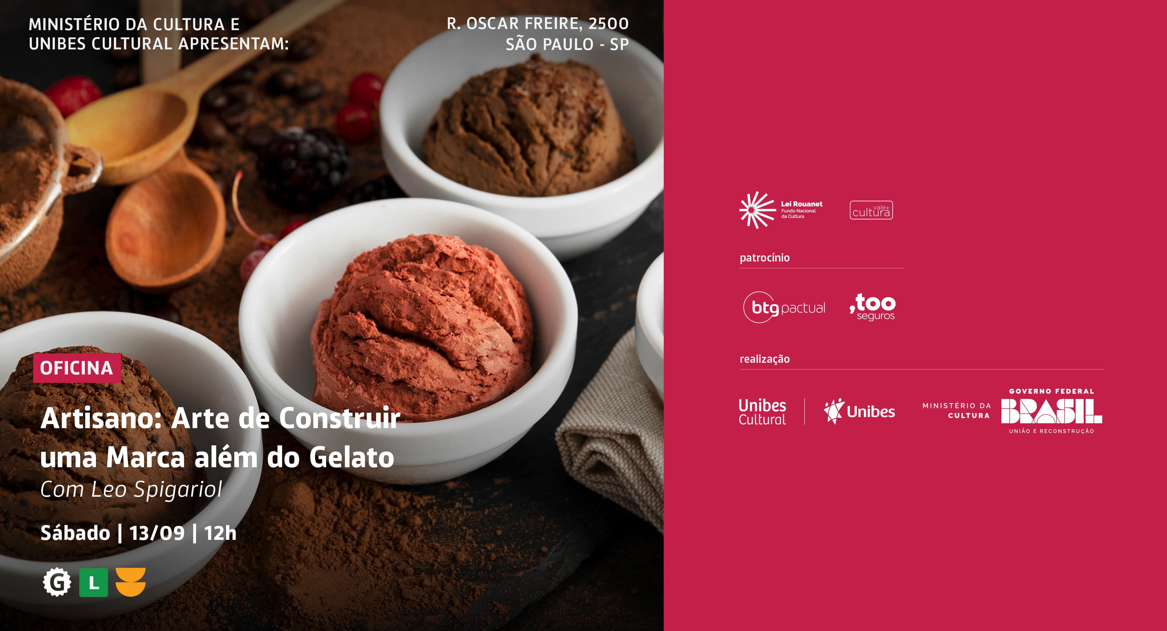 Banner do evento Oficina Artisano: Arte de Construir uma Marca além do Gelato