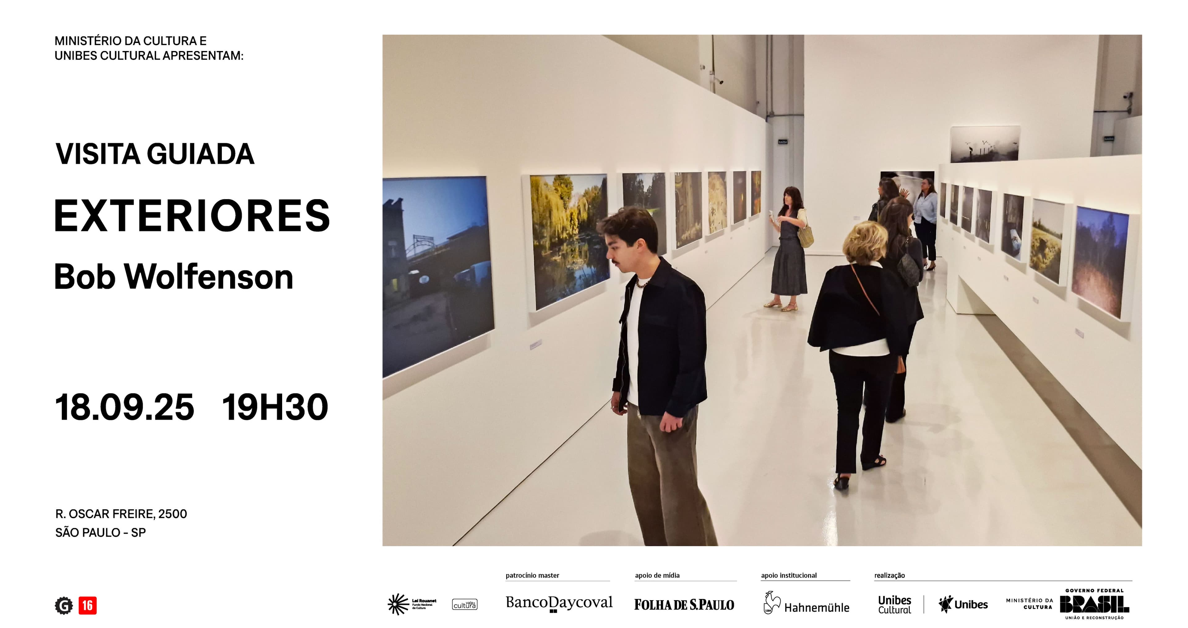 Banner do evento Exposição Exteriores: visita guiada por Bob Wolfenson