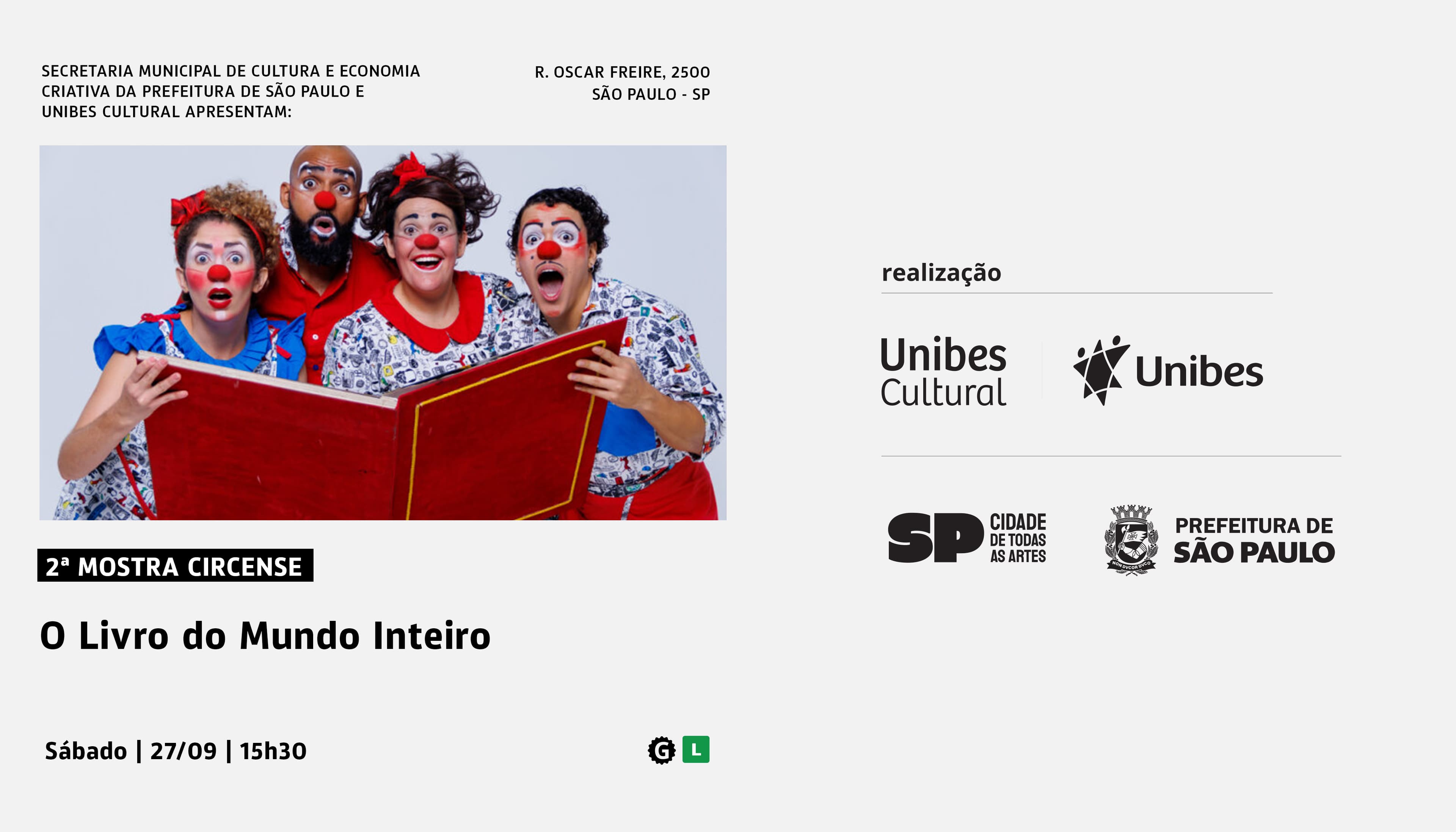 Banner do evento Espetáculo infantil O Livro do Mundo Inteiro com a Trupe DuNavô