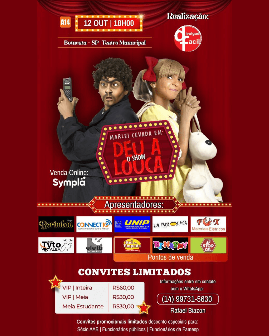 Banner do evento Marlei Cevada em: DEU A LOUCA: O SHOW