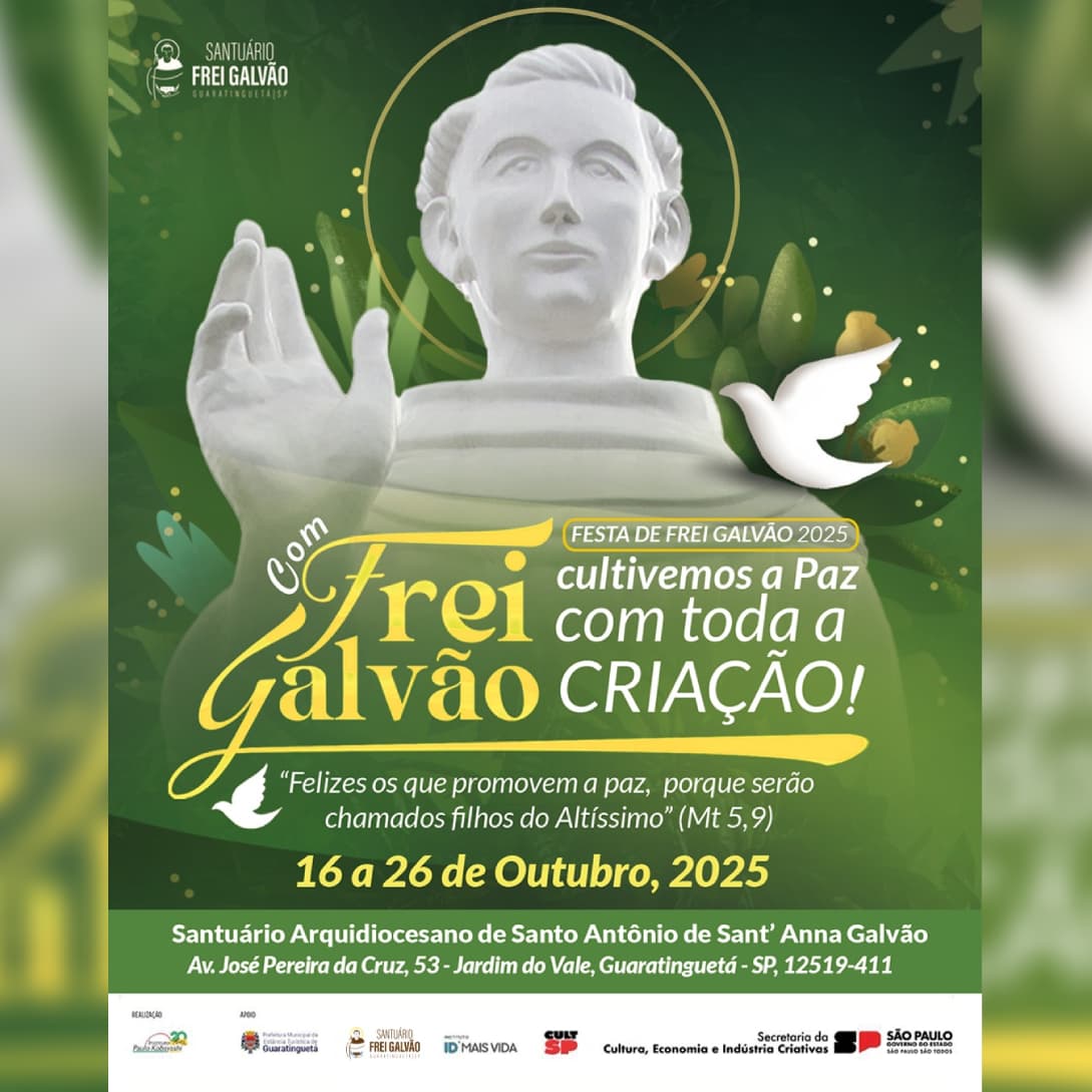 Banner do evento Novena e Festa de Frei Galvão 2025