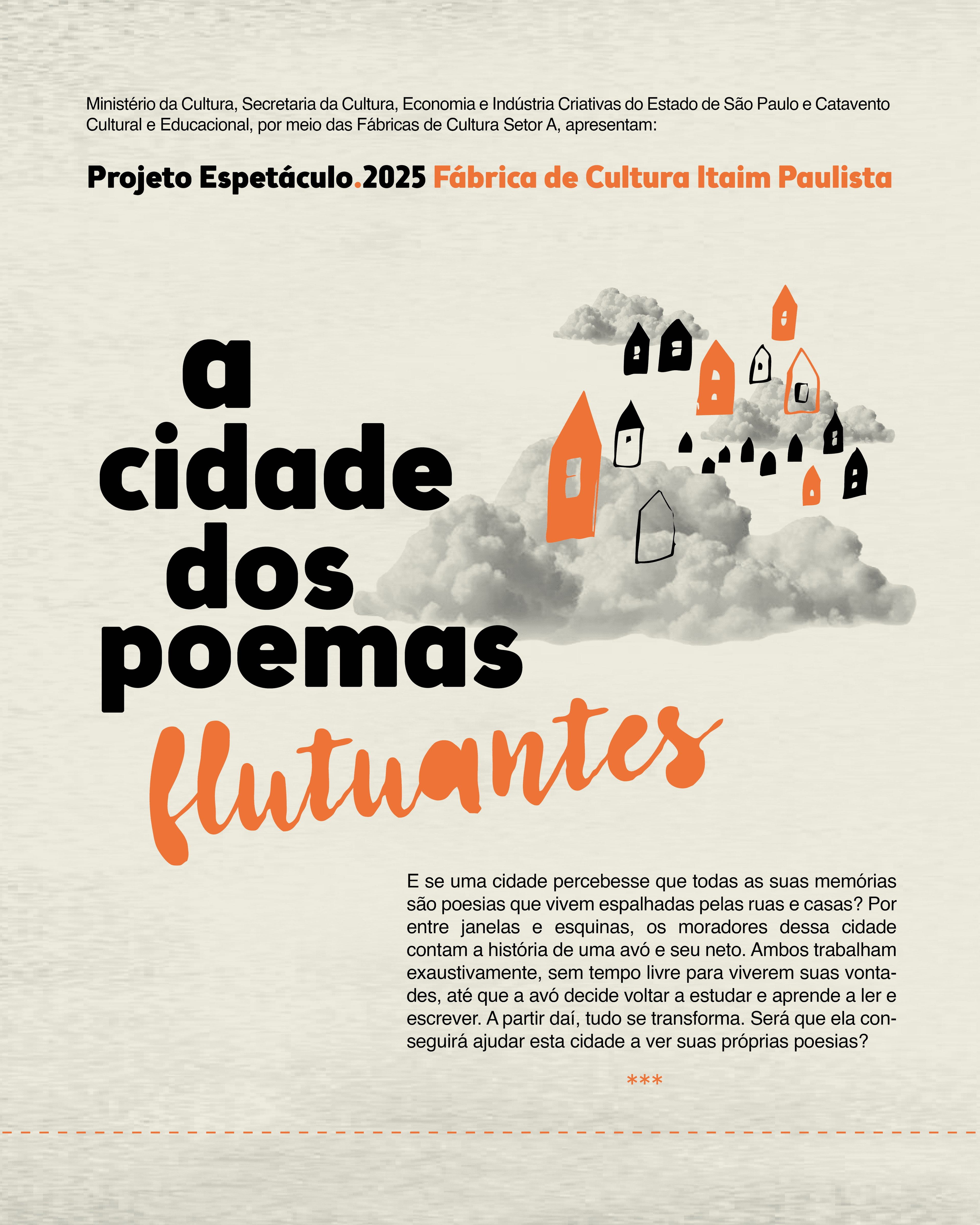Banner do evento Projeto Espetáculo Itaim Paulista 2025: A CIDADE DOS POEMAS FLUTUANTES