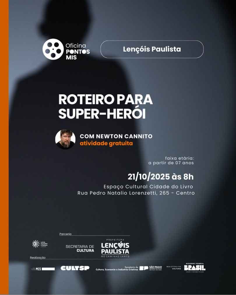 Banner do evento Oficina PONTOS MIS: Roteiro para Super-herói