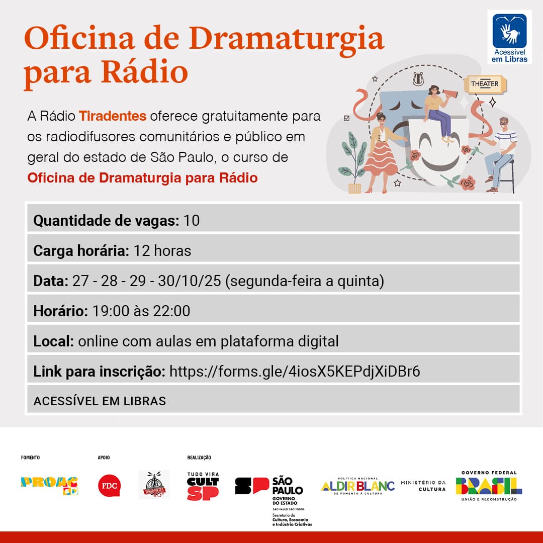 Banner do evento OFICINA DE DRAMATURGIA PARA RÁDIO