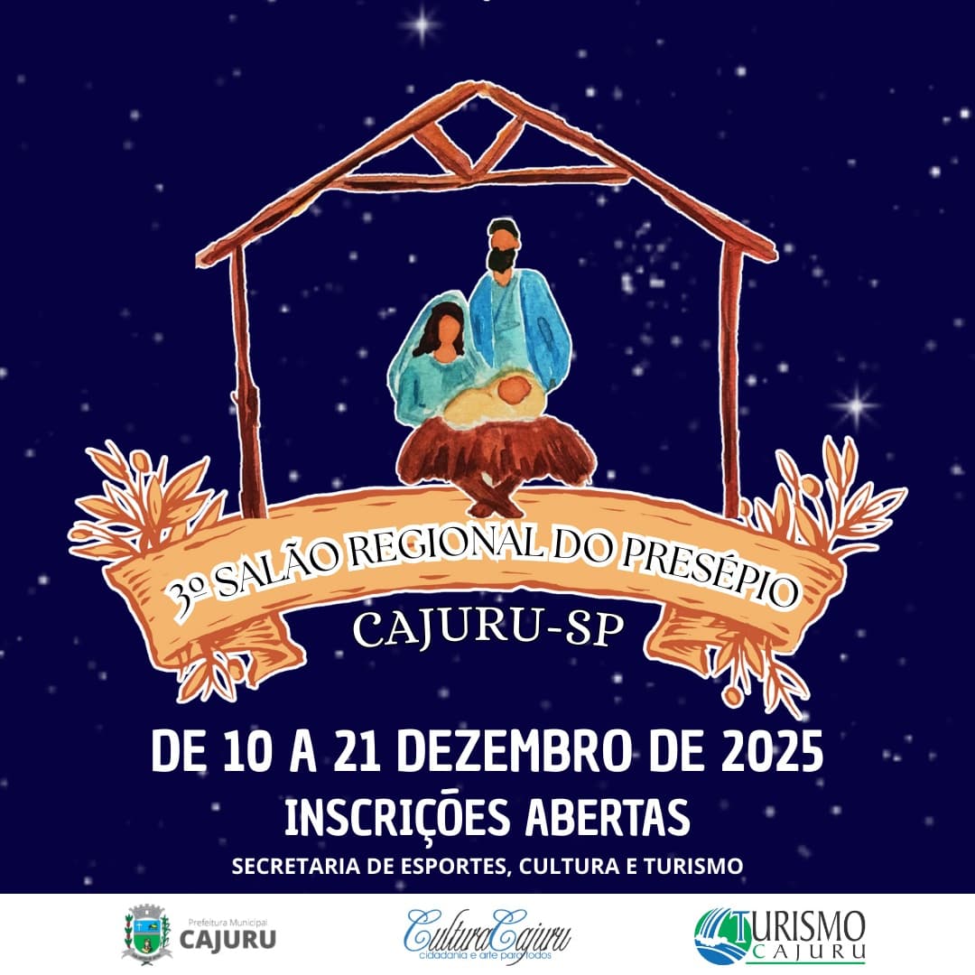 Banner do evento 3° Salão Regional do Presépio de Cajuru-SP 