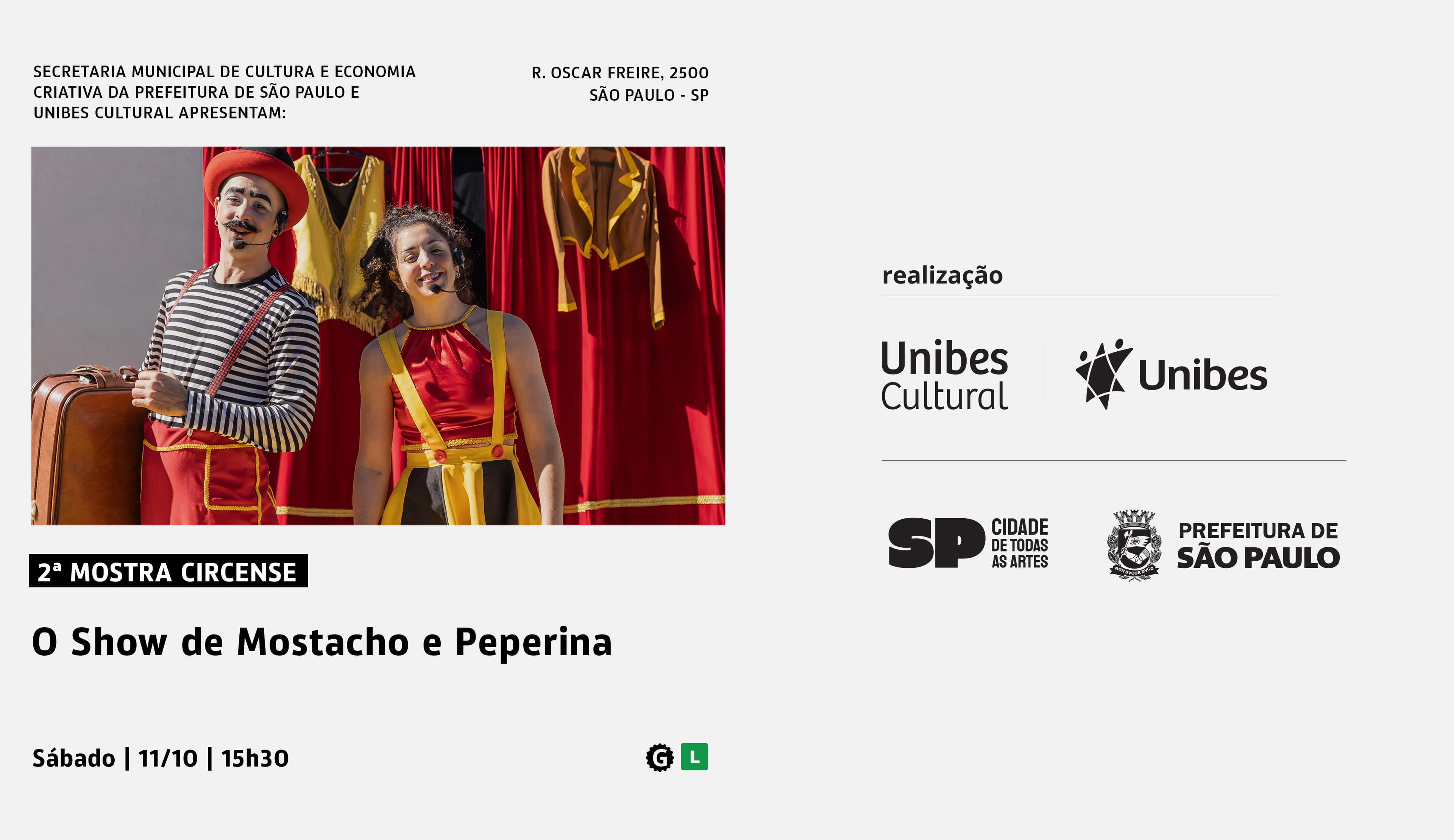 Banner do evento O Show de Mostacho e Peperina - 2ª Mostra Circense