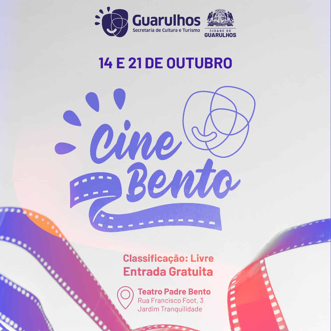 Banner do evento Cine Bento Outubro - Teatro Padre Bento