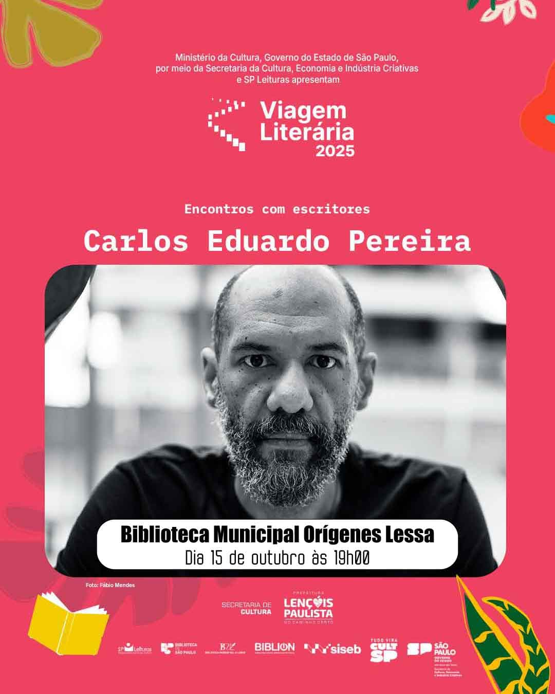 Banner do evento Viagem Literária - Encontro com escritores: Carlos Eduardo Pereira