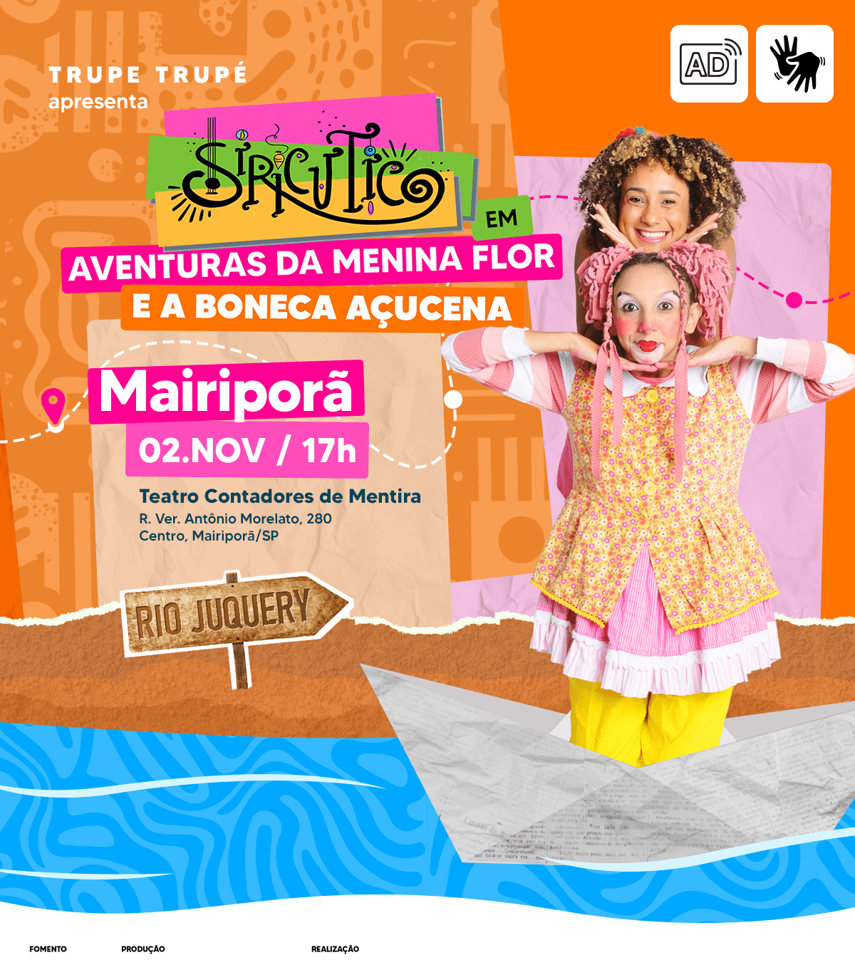 Banner do evento Siricutico em: Aventuras da Menina Flor e a Boneca Açucena 