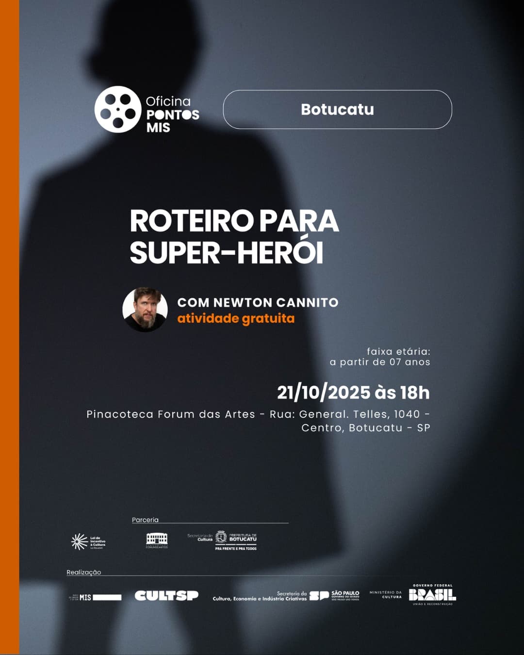 Banner do evento Oficina Pontos Mis: Roteiro para Super-Herói 🦸🏼‍♀️🦸🏽‍♂️