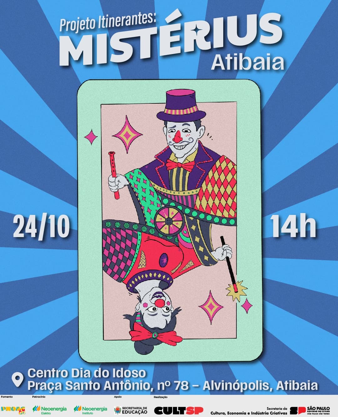 Banner do evento espetáculo Mistérius/Projeto Itinerantes