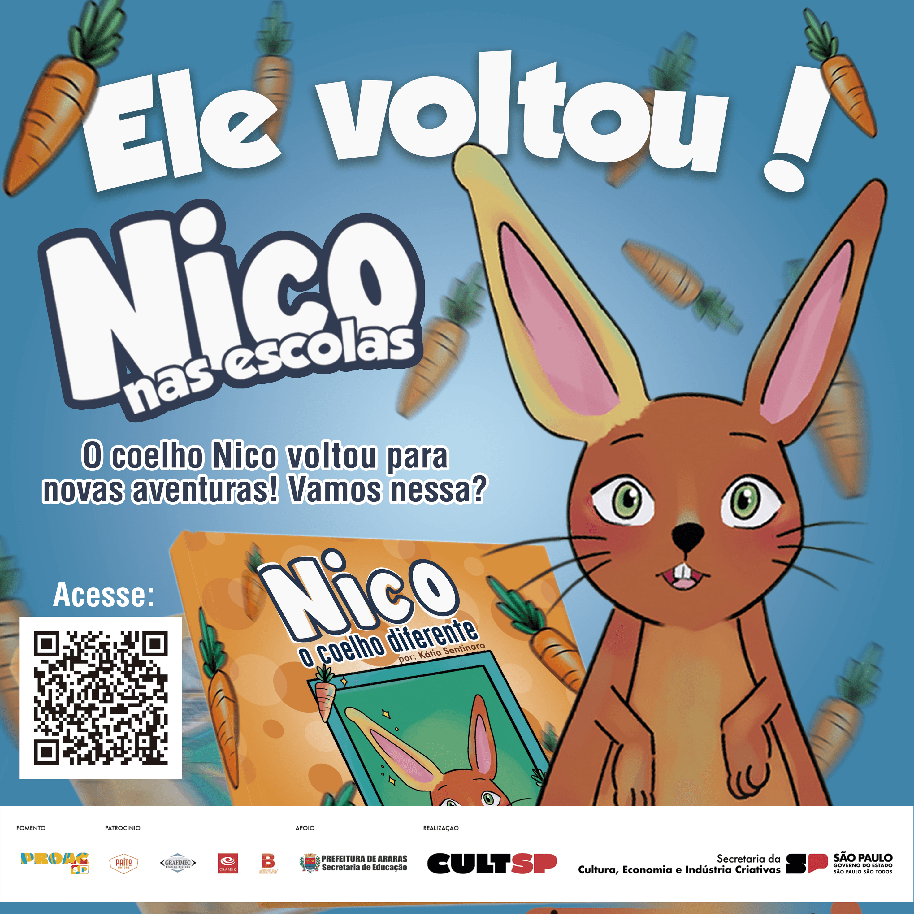 Banner do evento APRESENTAÇÃO DA PEÇA "NICO, O COELHO DIFERENTE"