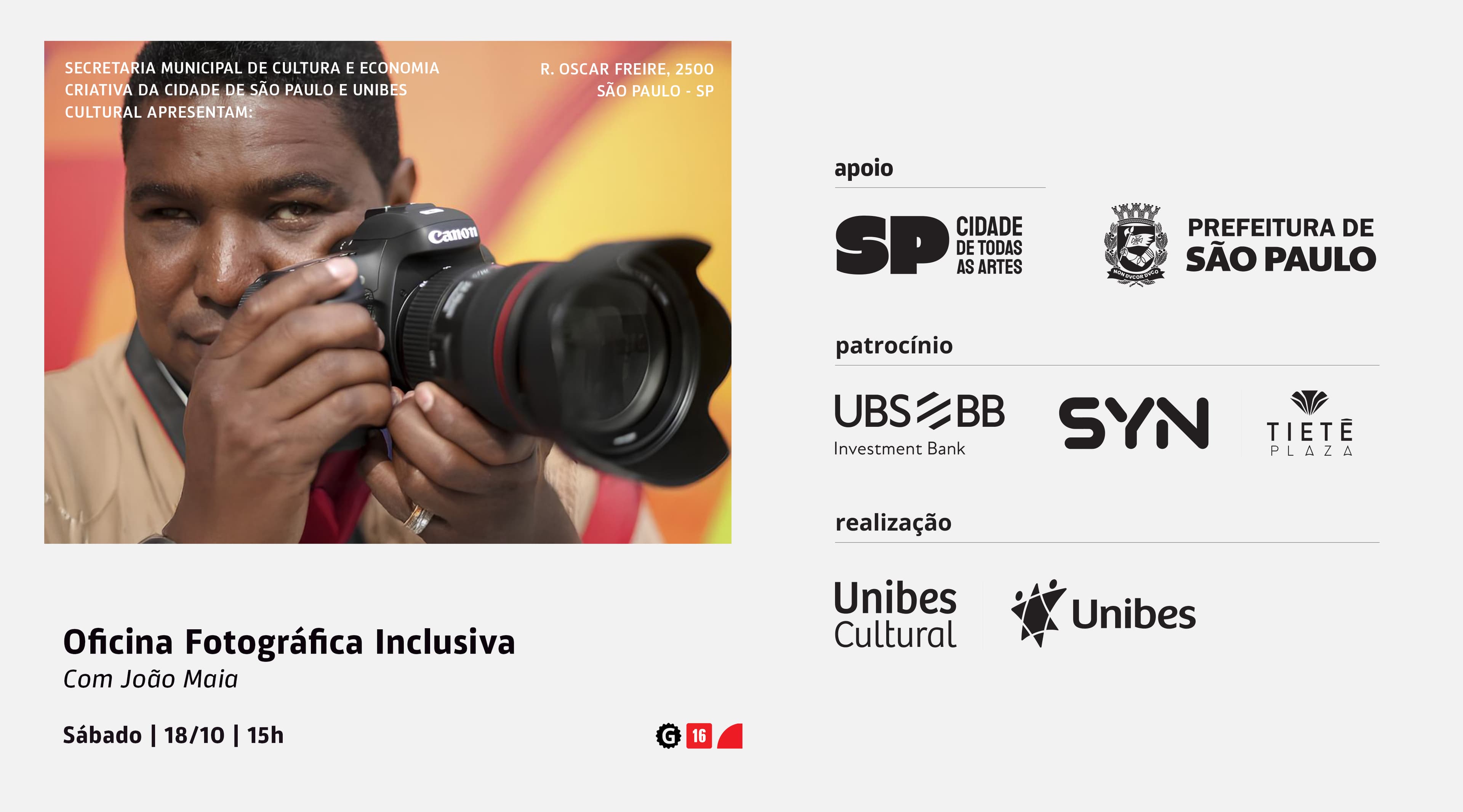 Banner do evento Oficina Fotográfica Inclusiva