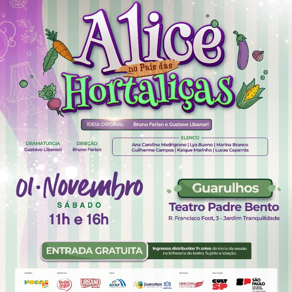 Banner do evento PEÇA: ALICE NO PAÍS DAS HORTALIÇAS