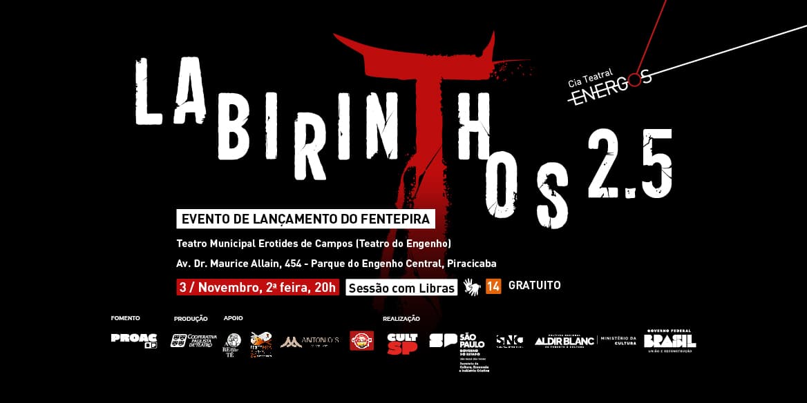 Banner do evento LABIRINTHOS 2.5 em Piracicaba (Fentepira)
