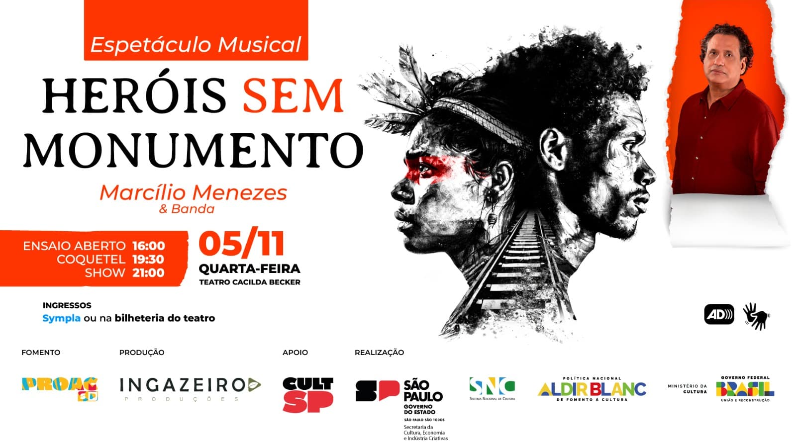 Banner do evento Show de Lançamento do Álbum Musical Heróis Sem Monumento
