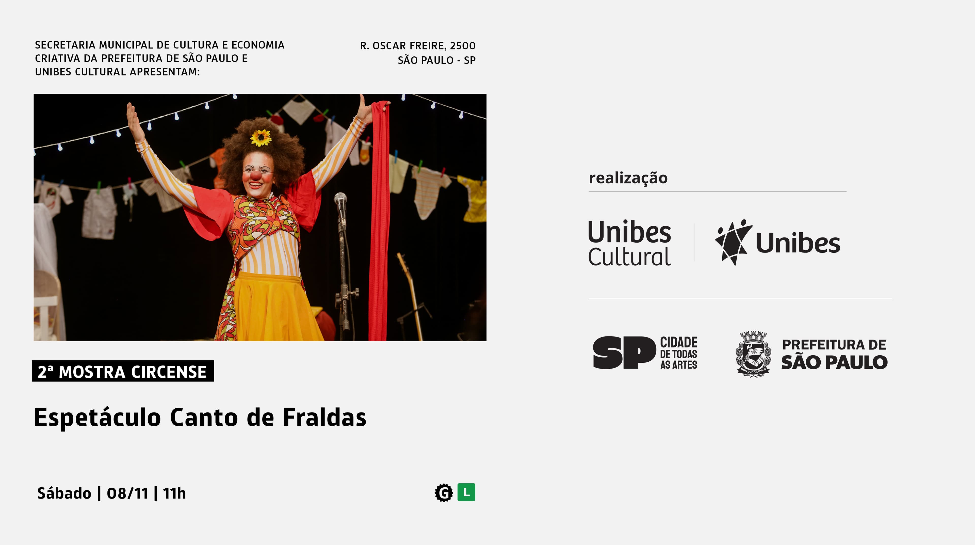 Banner do evento Espetáculo Canto de Fraldas