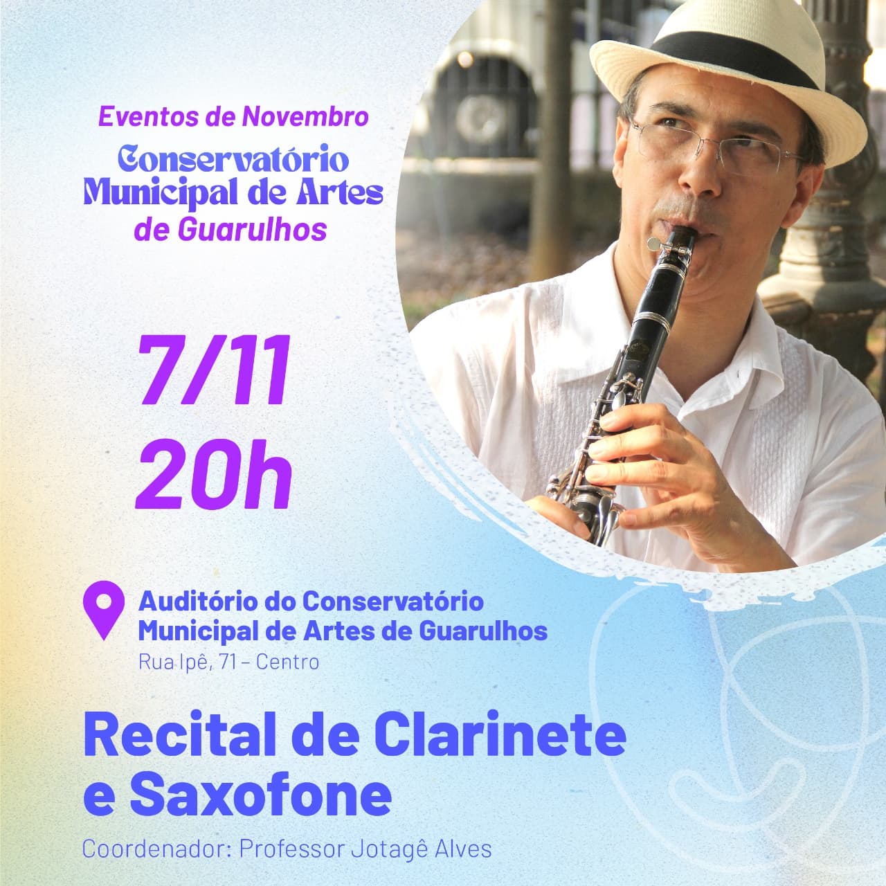 Banner do evento RECITAL DE CLARINETE E SAXOFONE