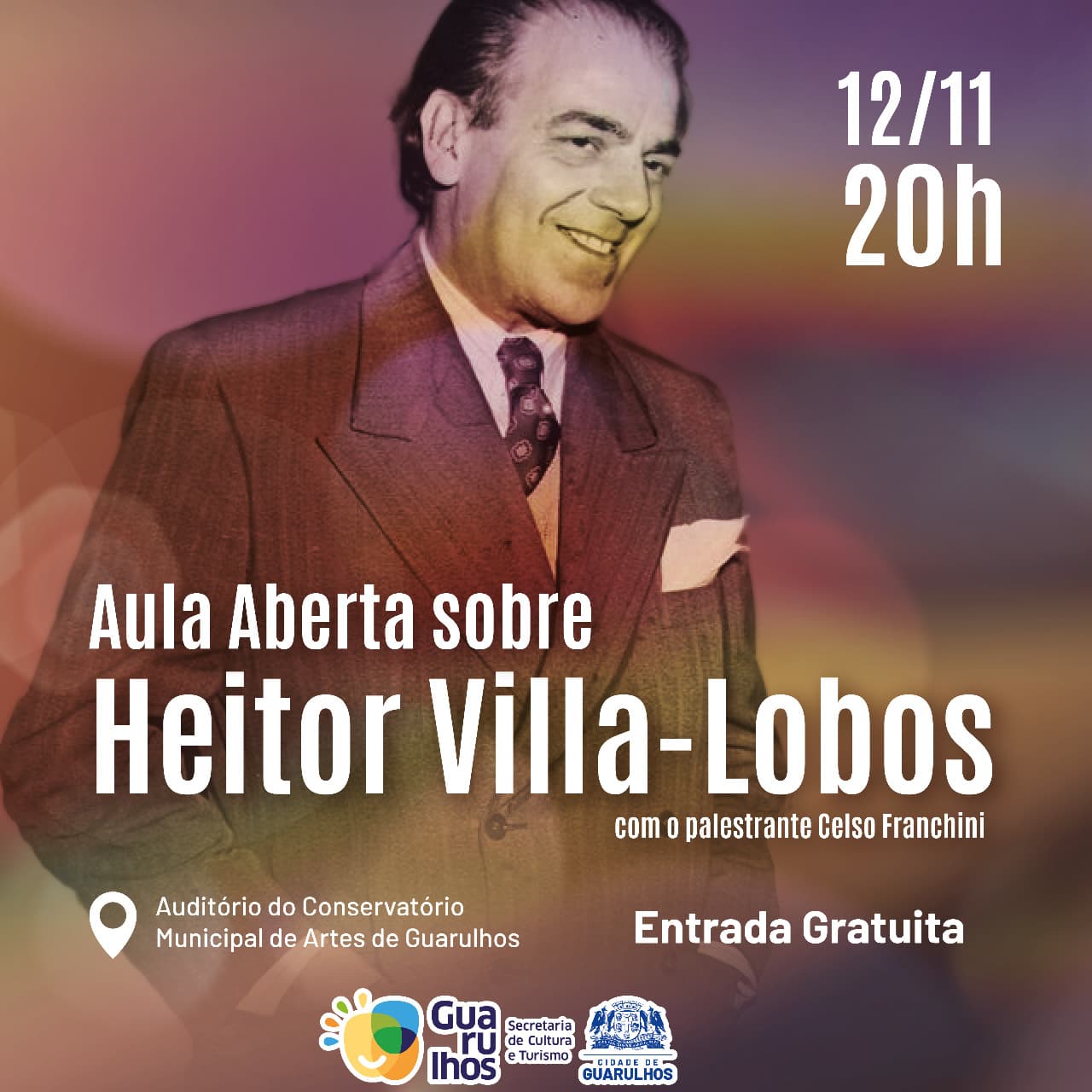 Banner do evento AULA ABERTA SOBRE HEITOR VILLA-LOBOS